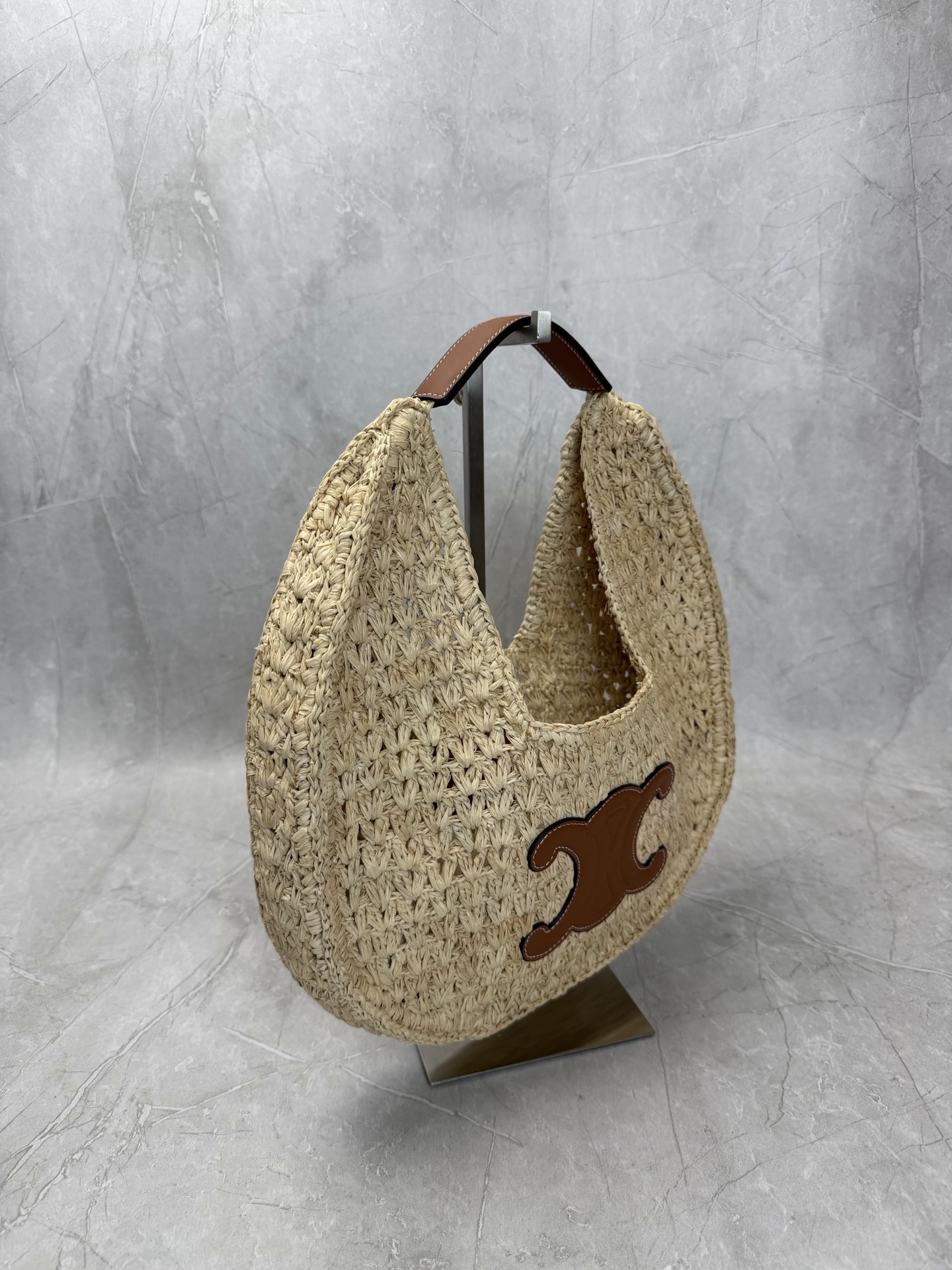 Celine Raffia Triomphe Hobo Bag