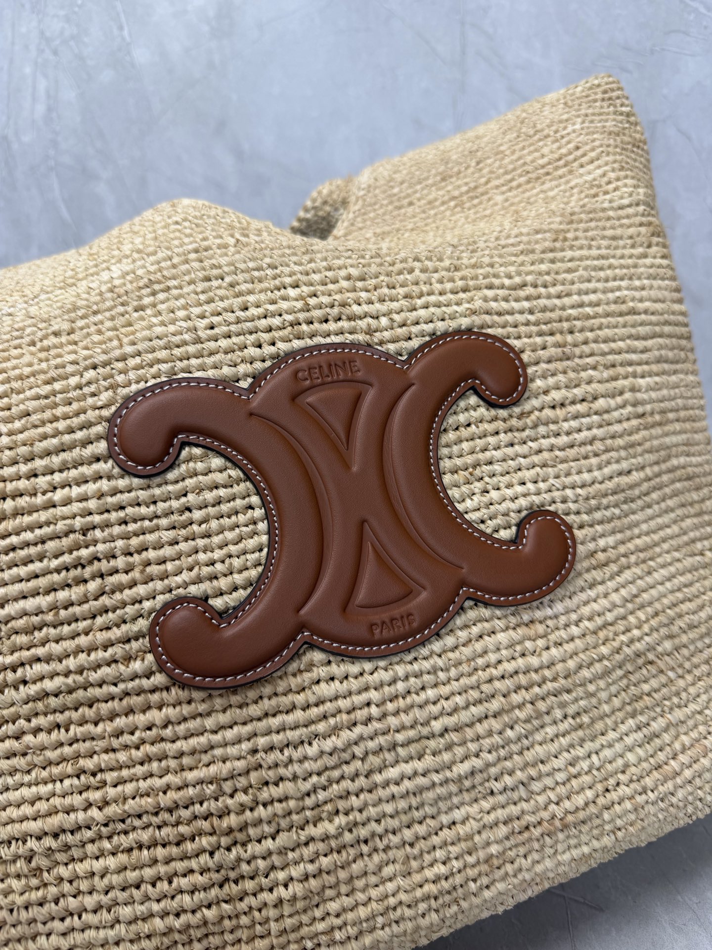 Celine Triomphe Raffia Tote