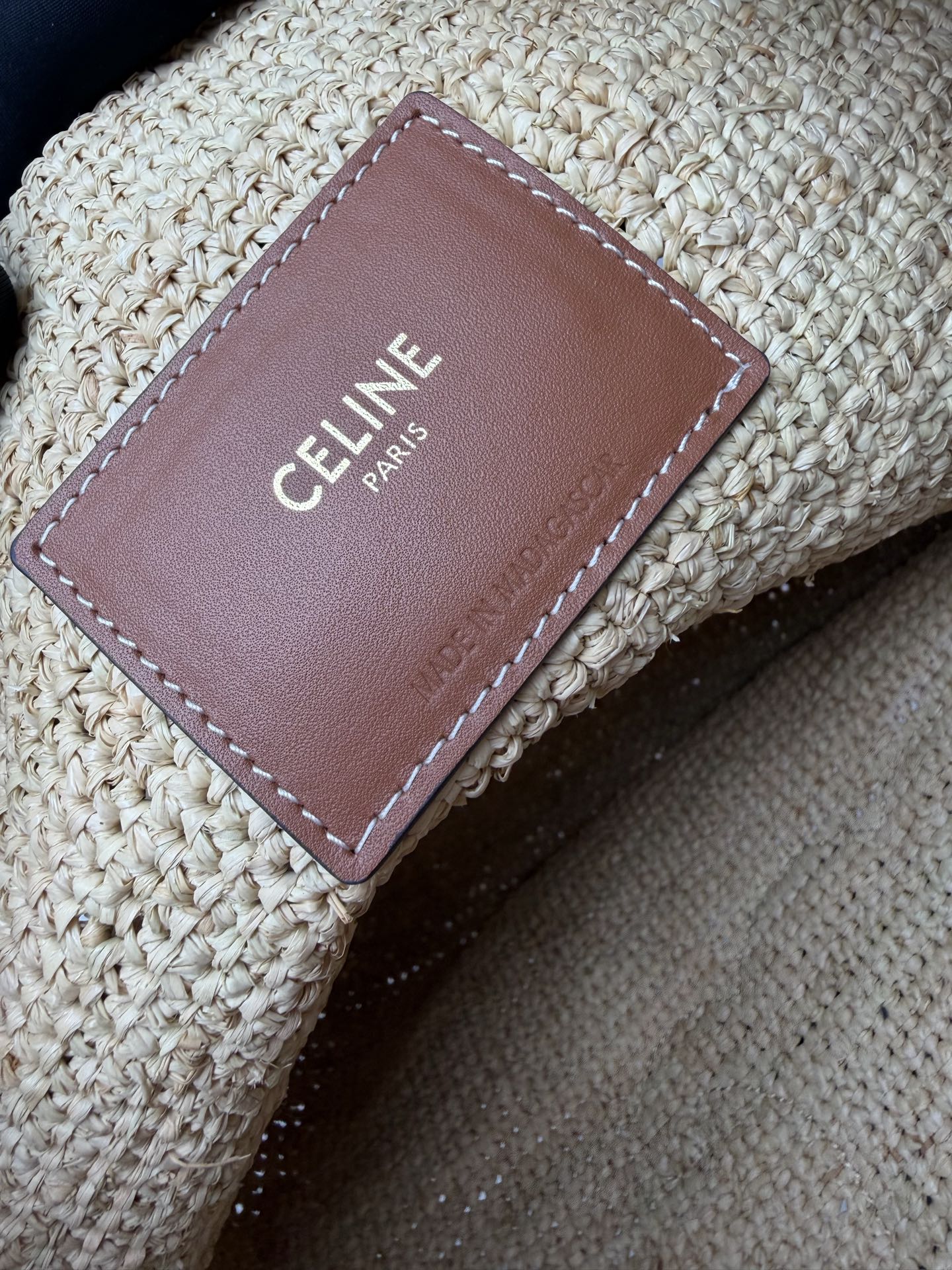 Celine Triomphe Raffia Tote