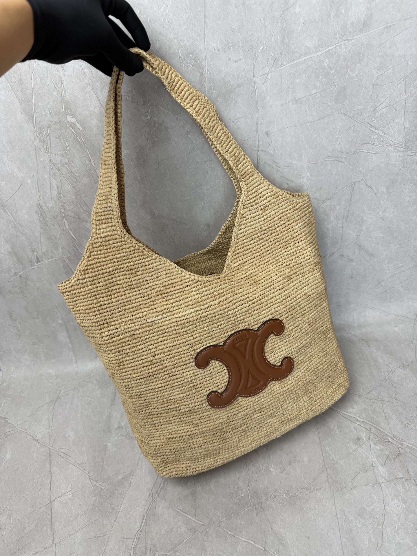 Celine Triomphe Raffia Tote
