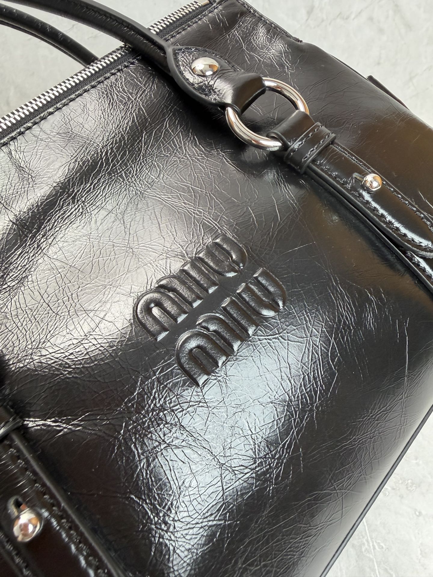 Miu Miu Leather Boston Handbag