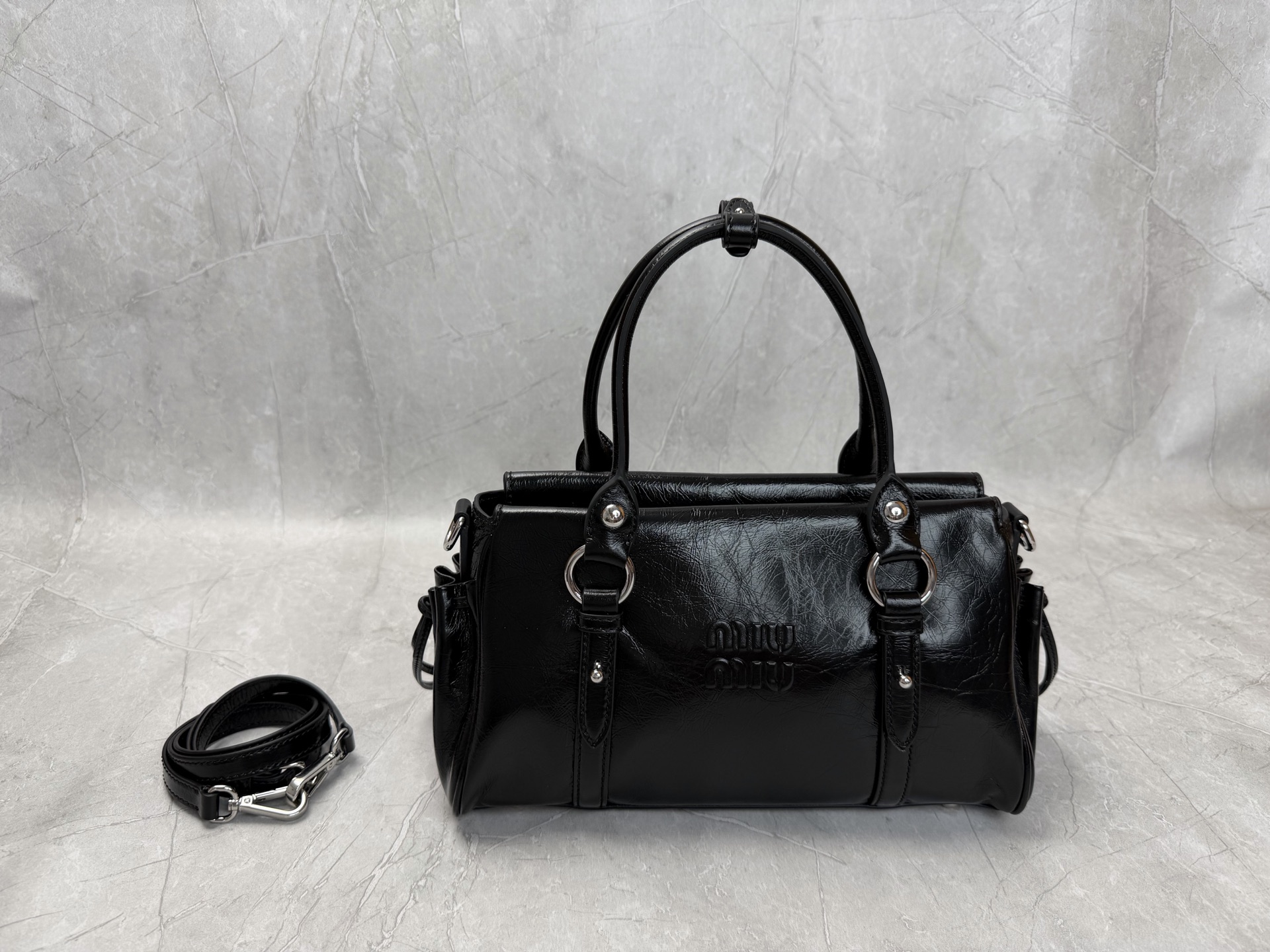 Miu Miu Leather Boston Handbag