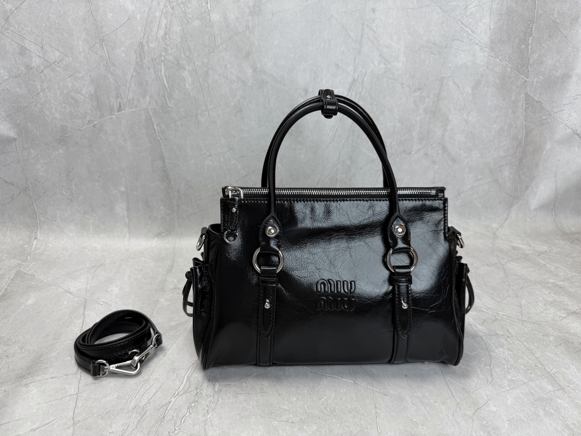 Miu Miu Leather Boston Handbag