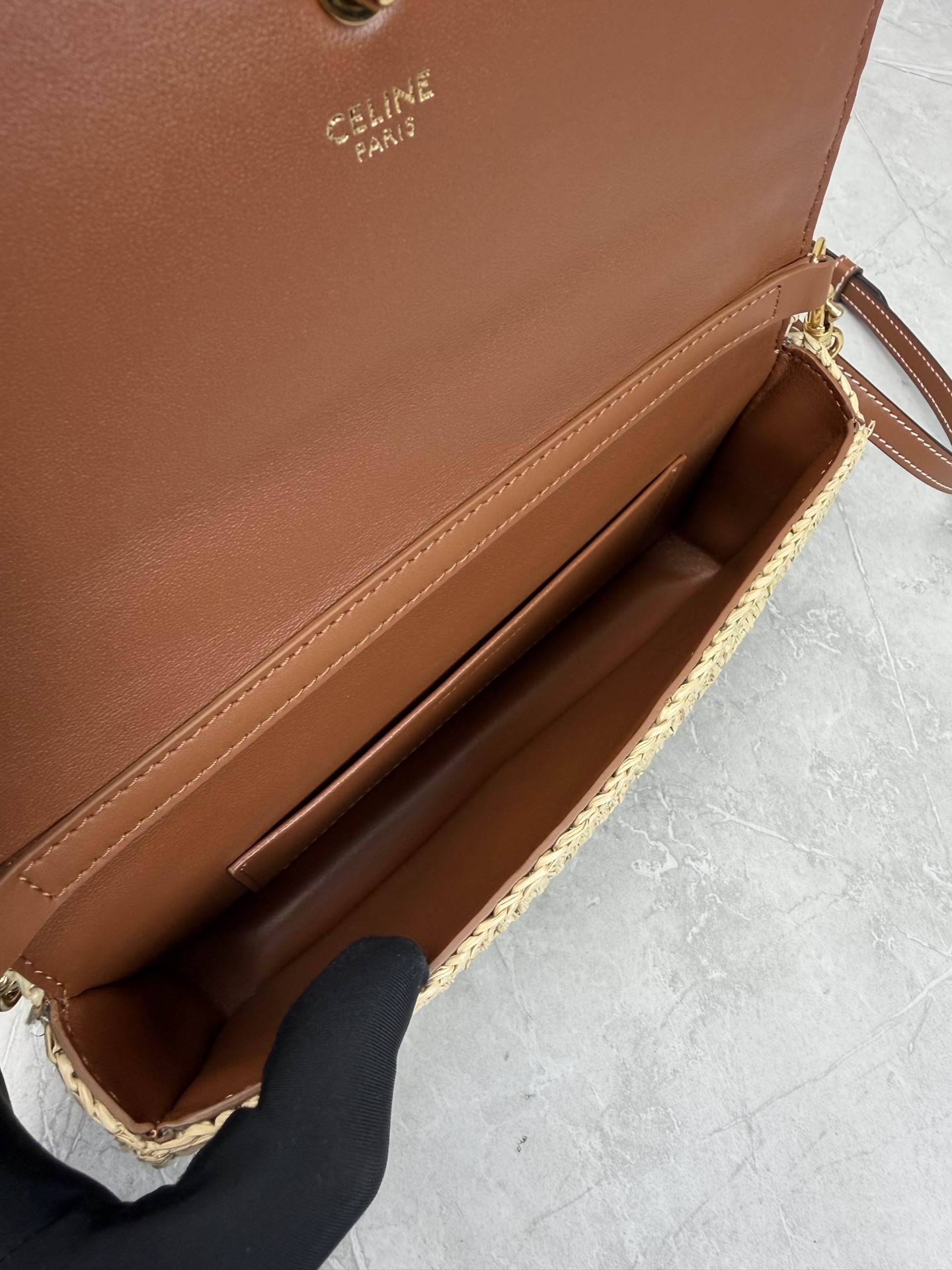 Celine Triomphe Raffia Chain Bag