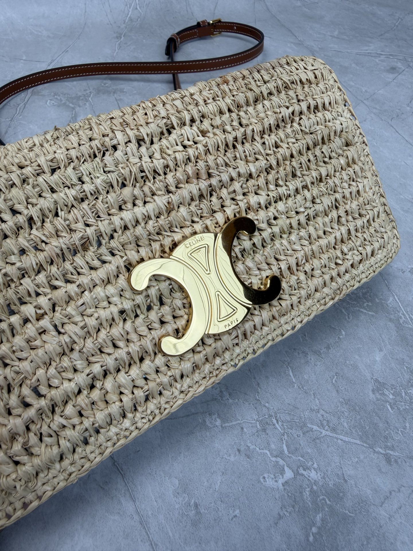 Celine Triomphe Raffia Chain Bag