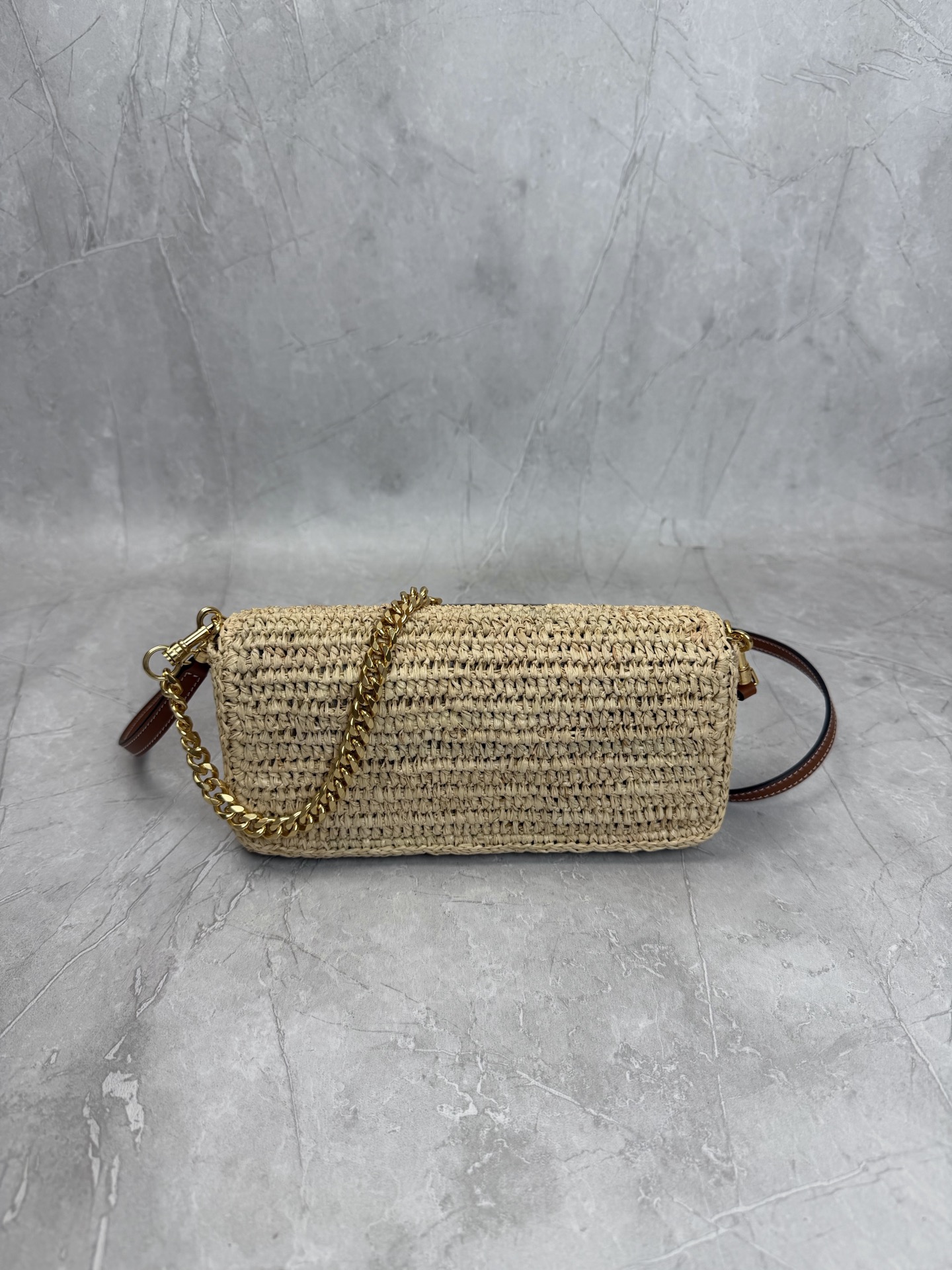 Celine Triomphe Raffia Chain Bag