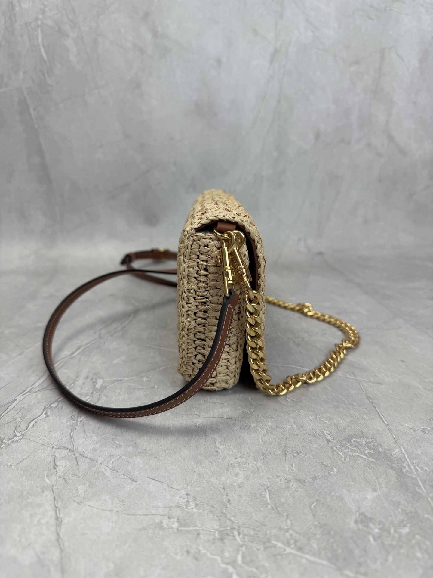 Celine Triomphe Raffia Chain Bag