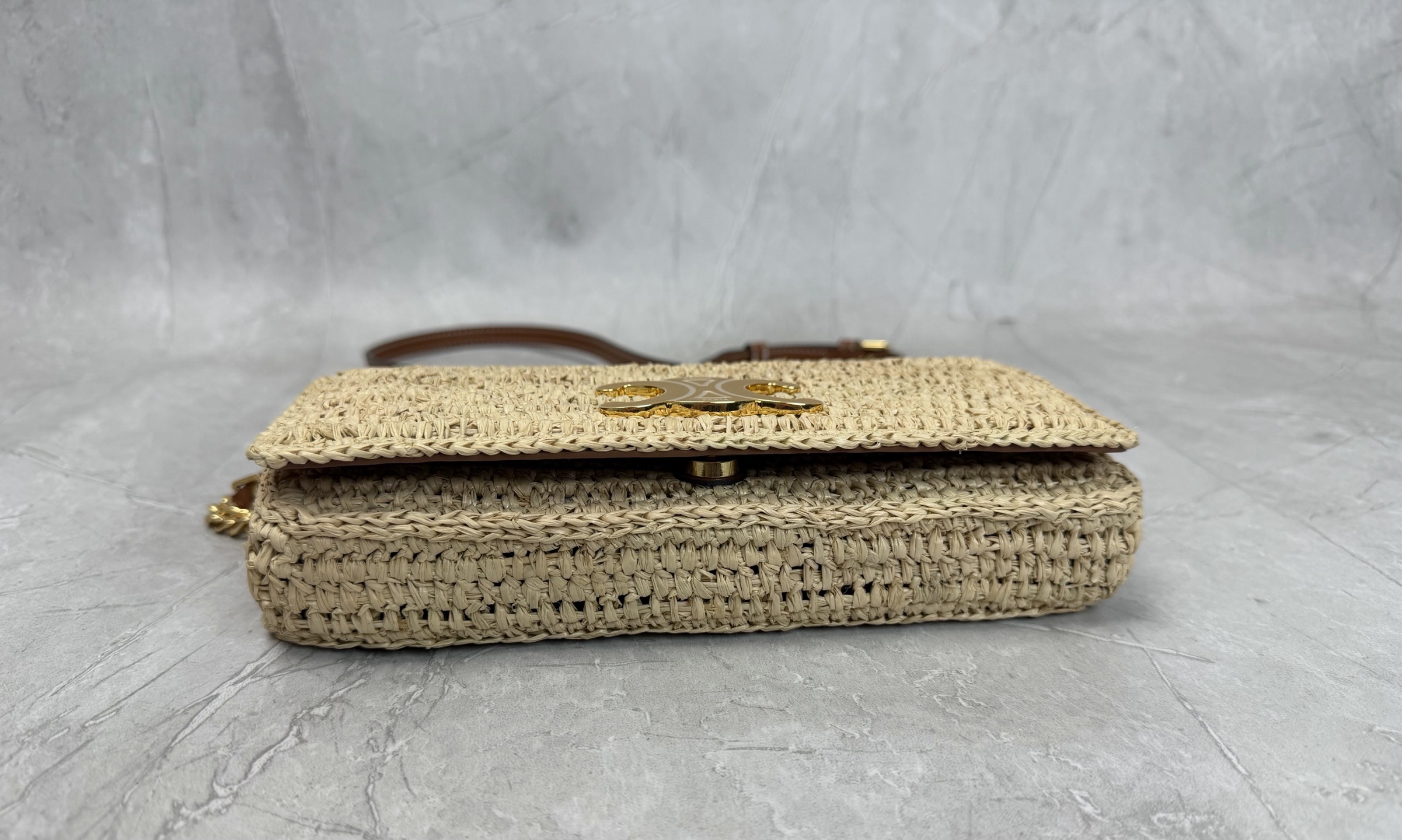Celine Triomphe Raffia Chain Bag