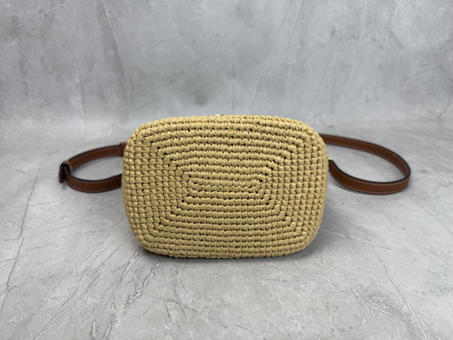 Celine Triomphe Raffia Basket Tote