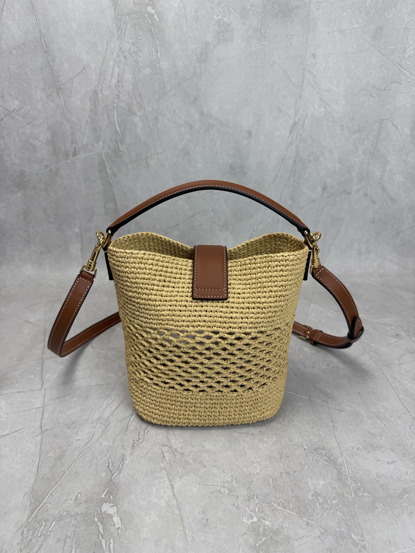 Celine Triomphe Raffia Basket Tote