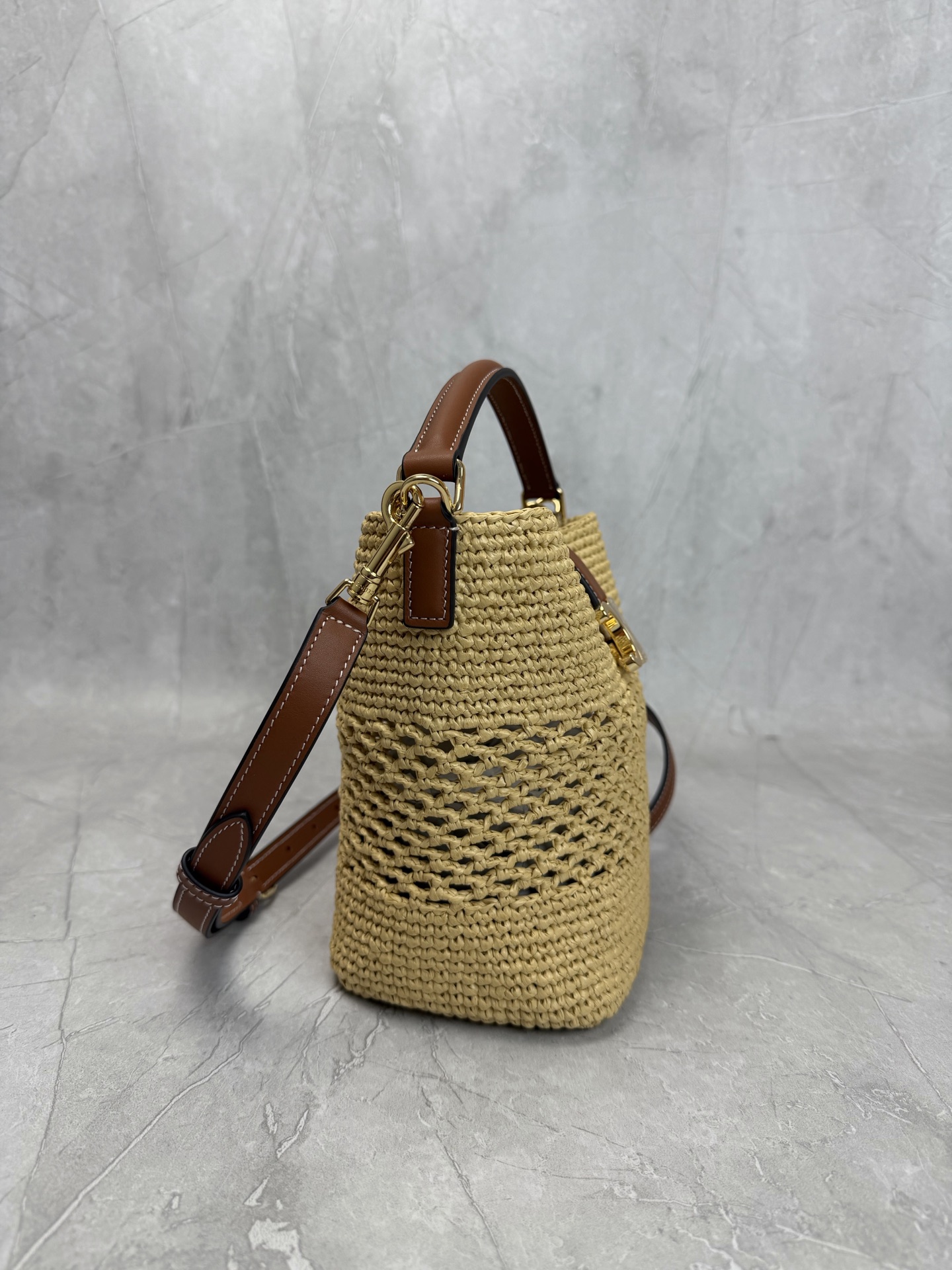 Celine Triomphe Raffia Basket Tote