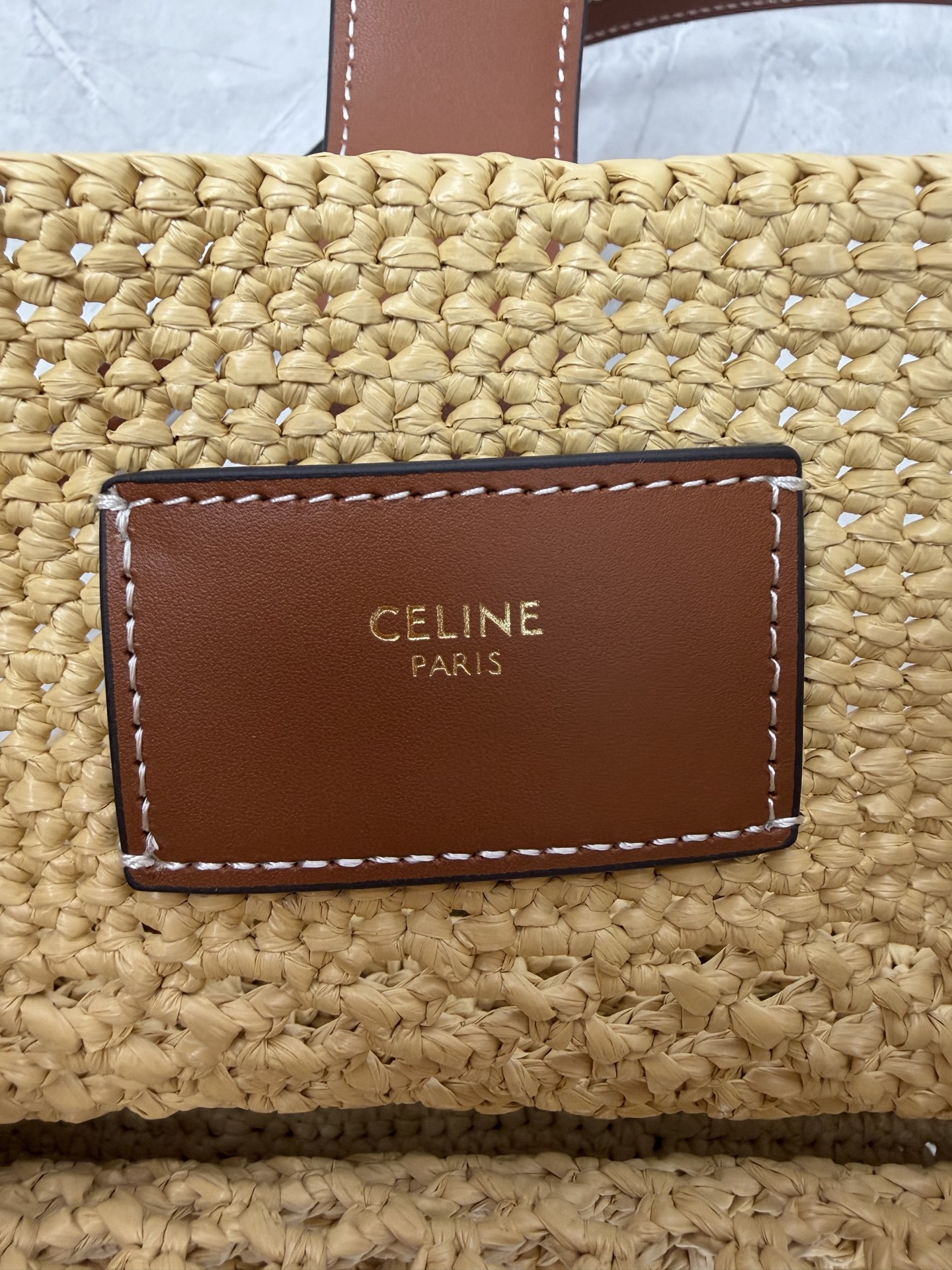 Celine Triomphe Raffia Basket Tote