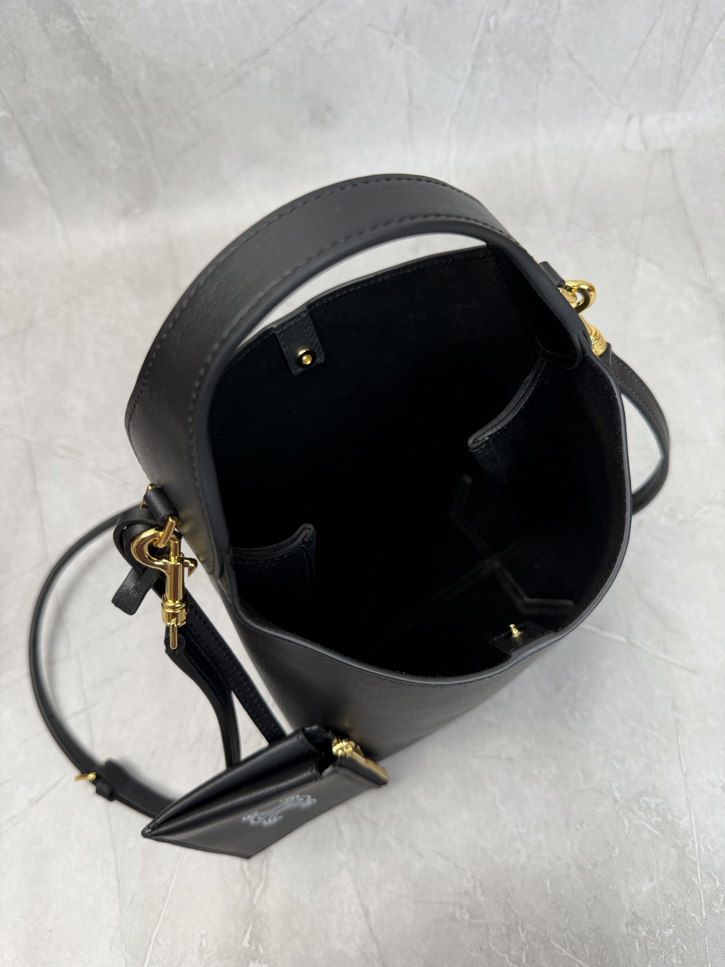 Celine Leather Bucket Bag With Pouch
