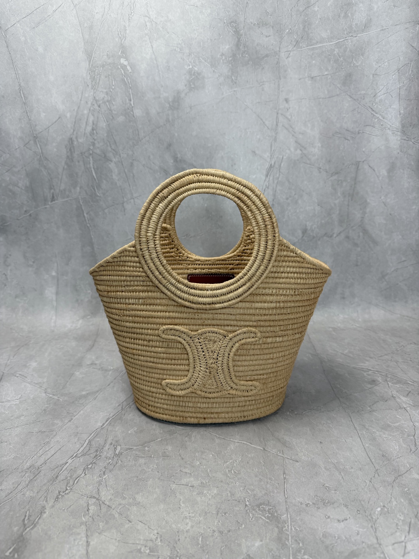 Celine Raffia Ring Handle Basket Tote
