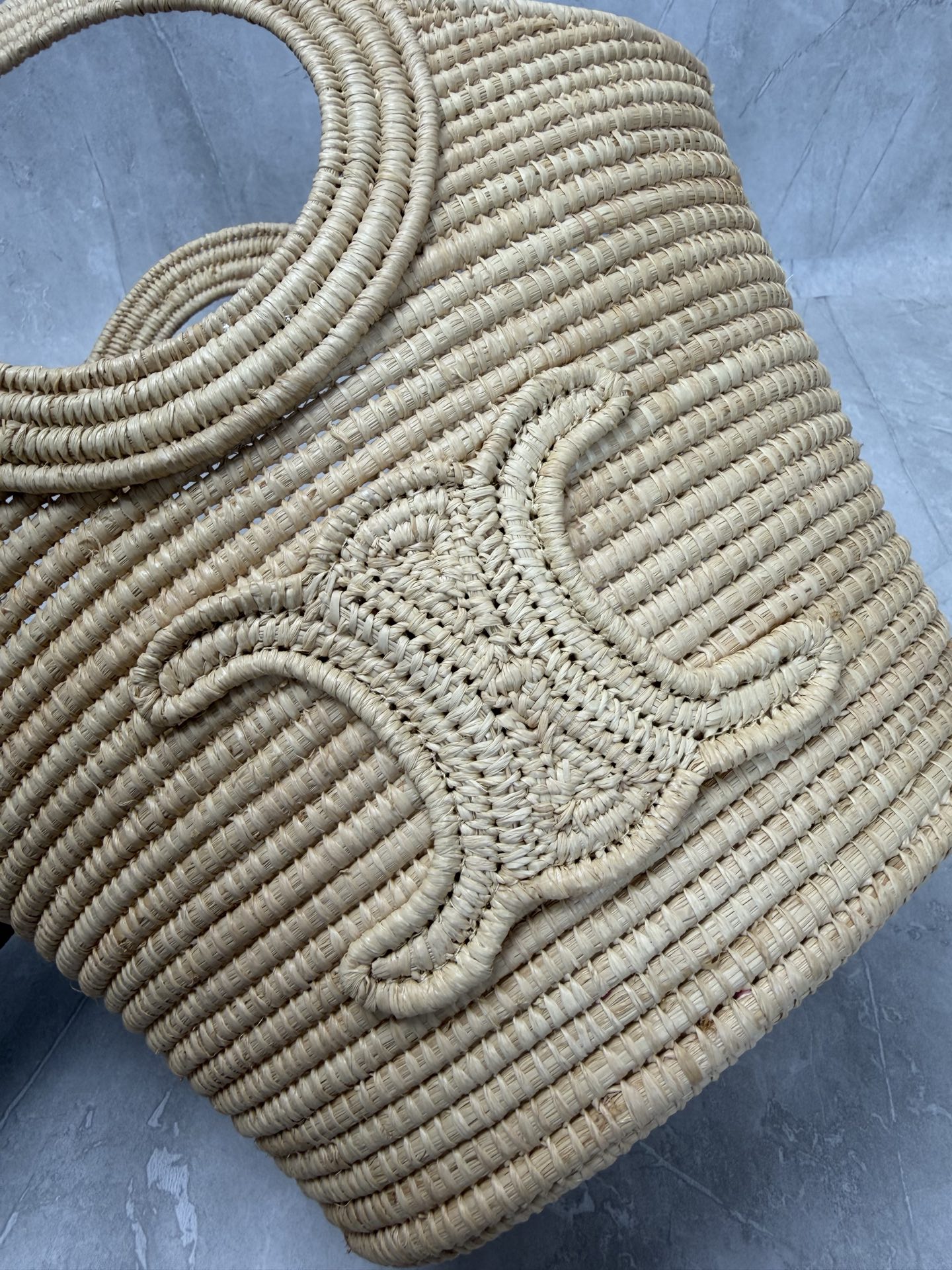 Celine Raffia Ring Handle Basket Tote