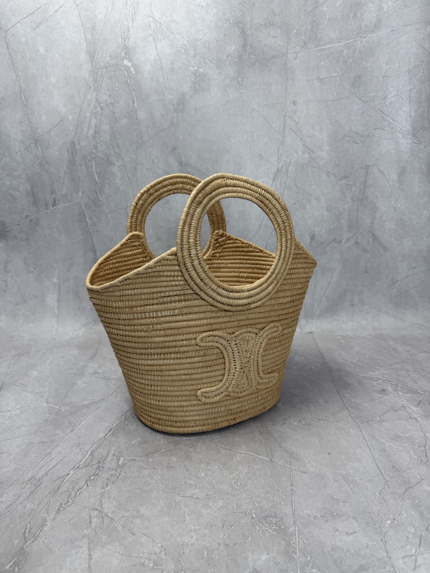 Celine Raffia Ring Handle Basket Tote