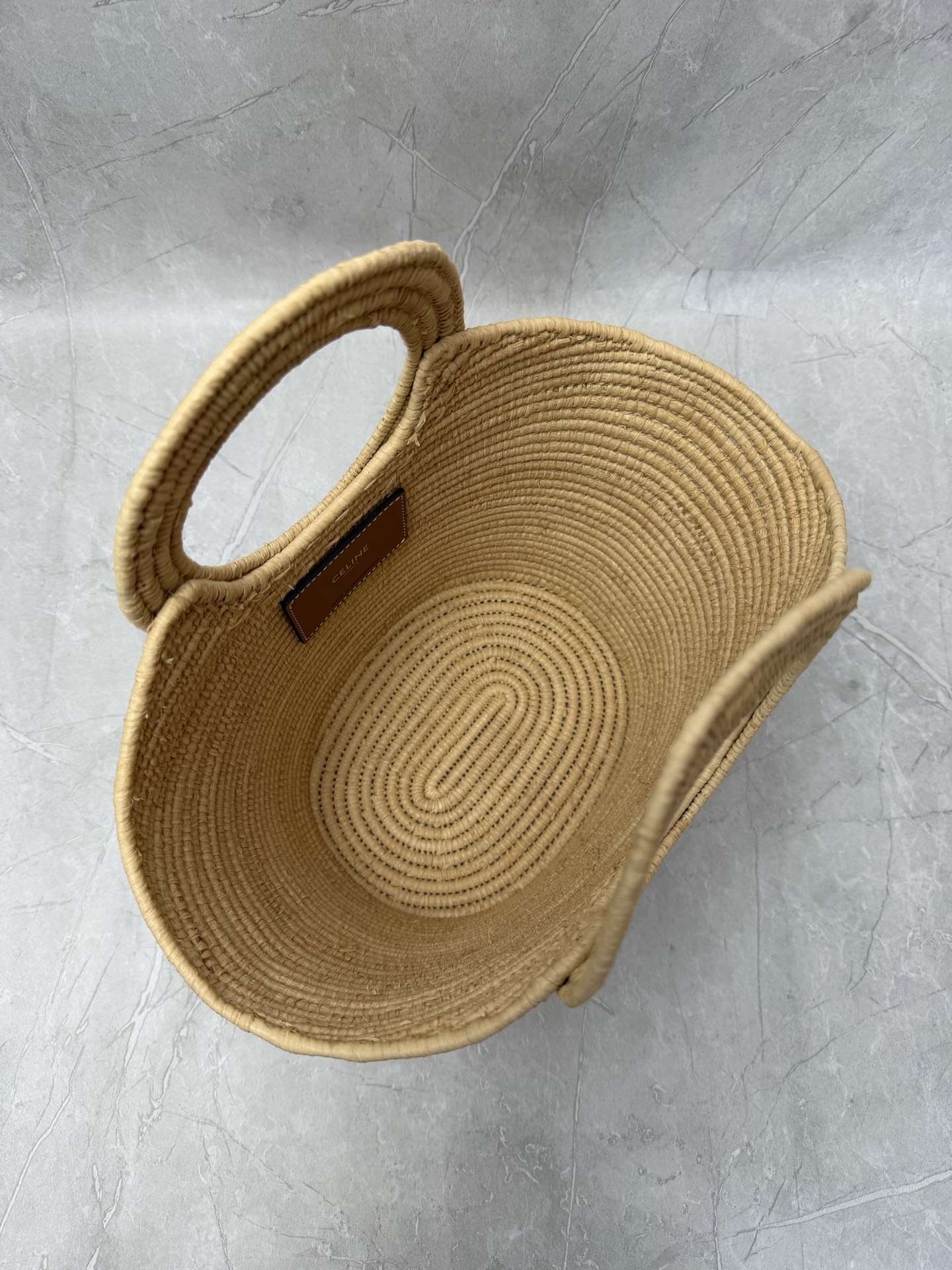 Celine Raffia Ring Handle Basket Tote