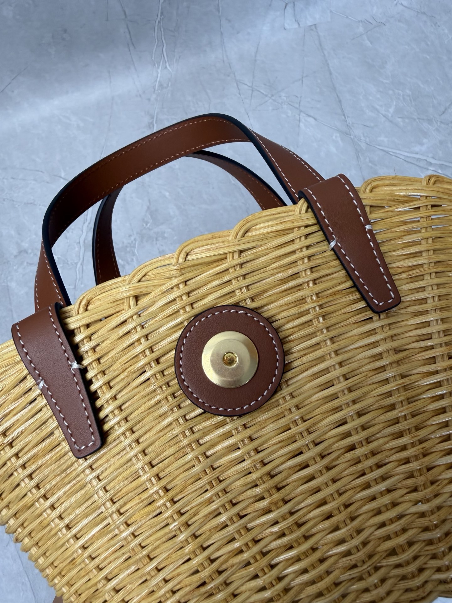 Celine Triomphe Wicker Basket Bag