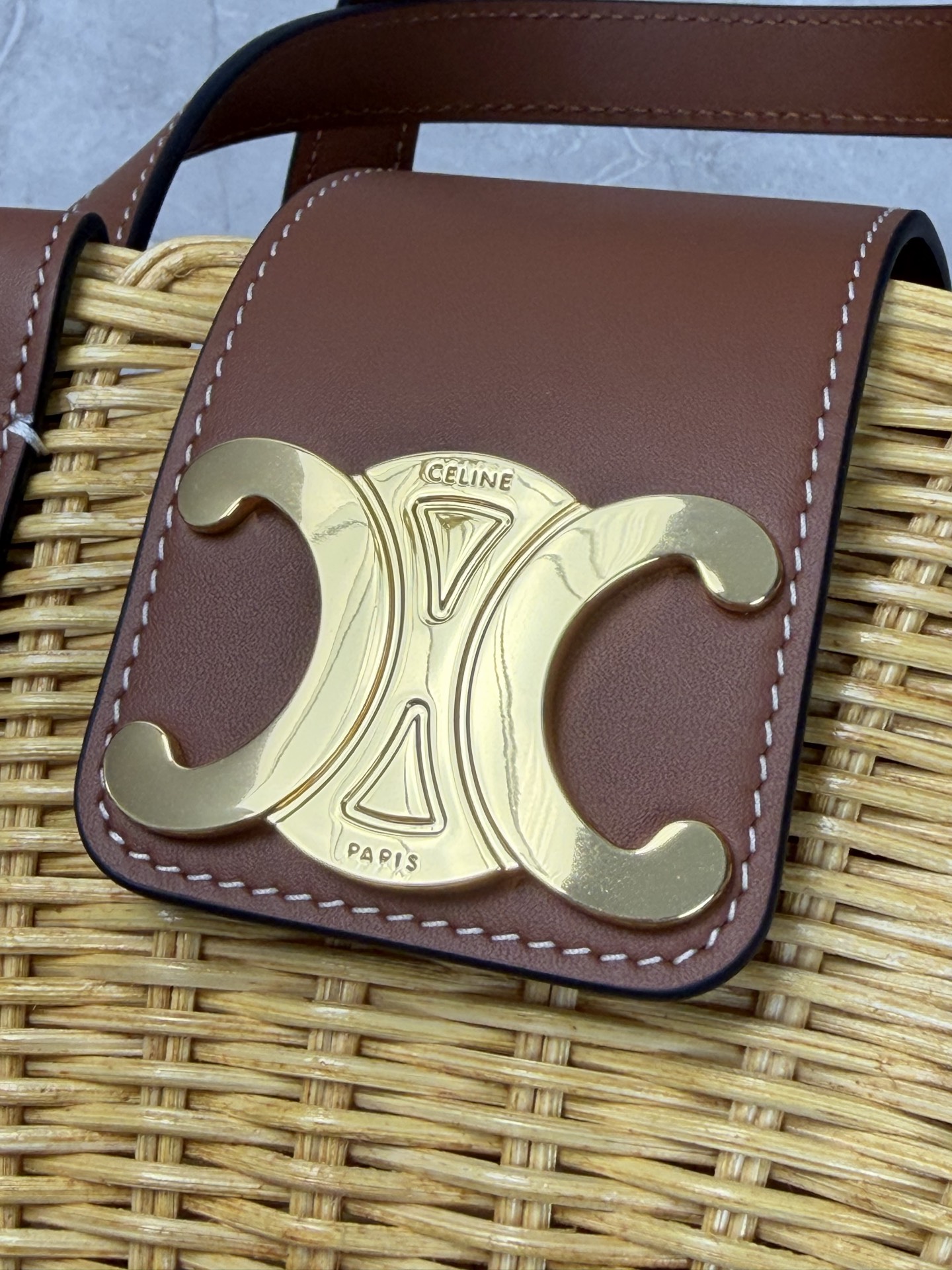 Celine Triomphe Wicker Basket Bag