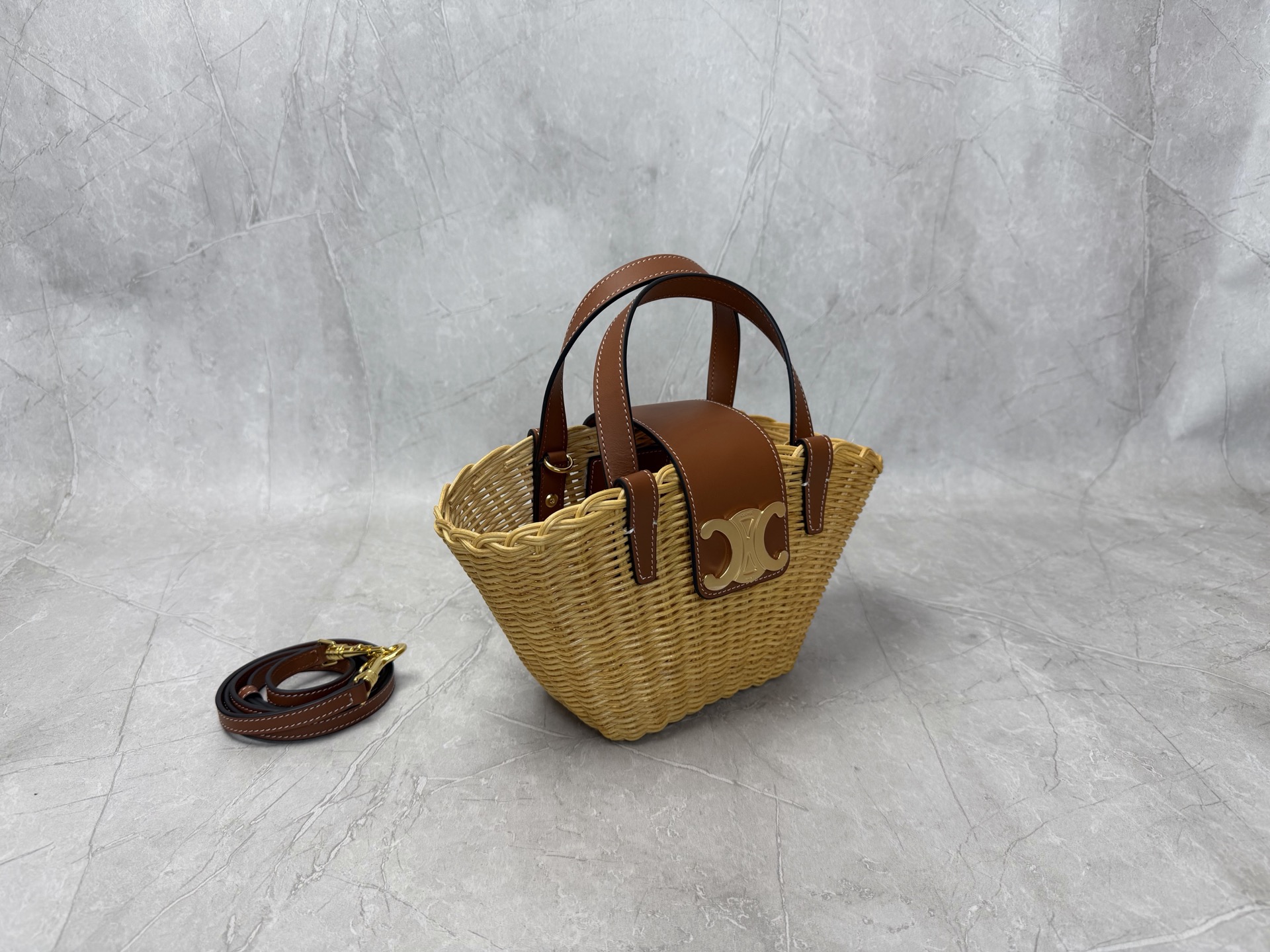 Celine Triomphe Wicker Basket Bag