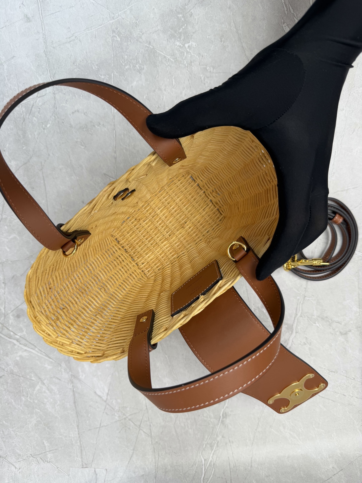 Celine Triomphe Wicker Basket Bag