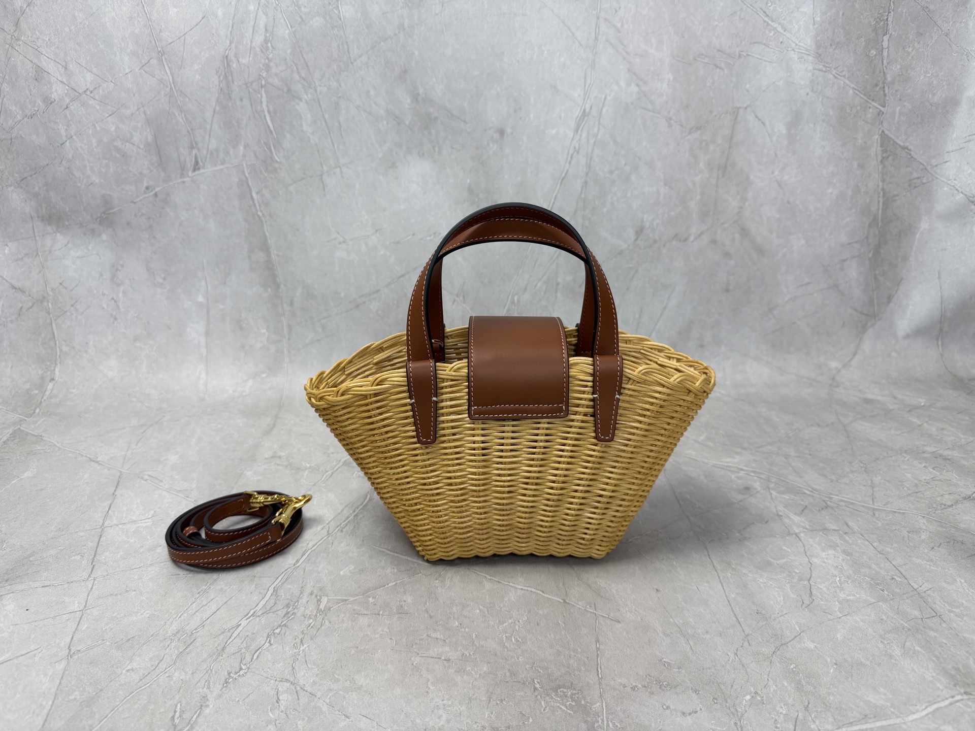 Celine Triomphe Wicker Basket Bag