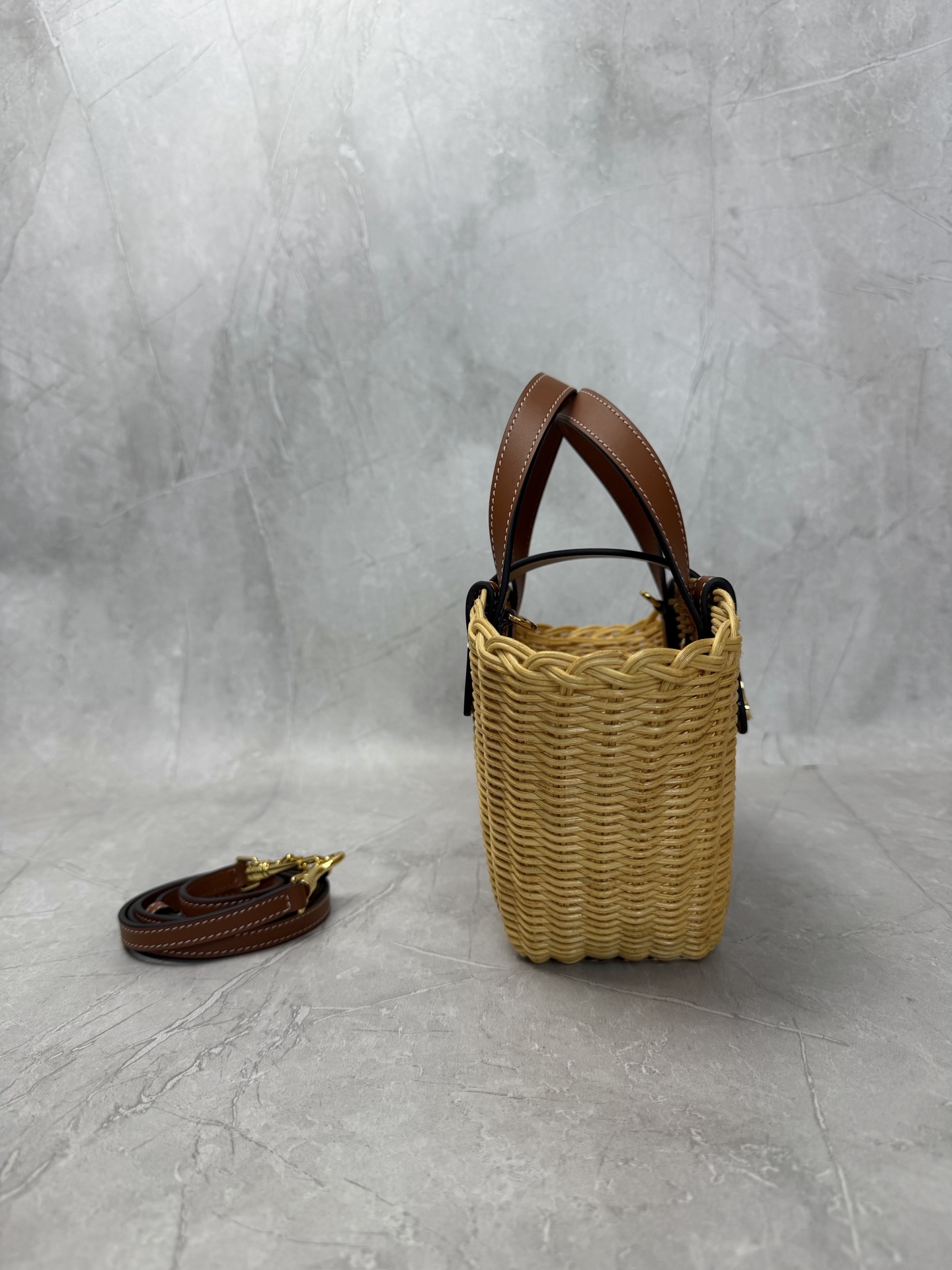 Celine Triomphe Wicker Basket Bag
