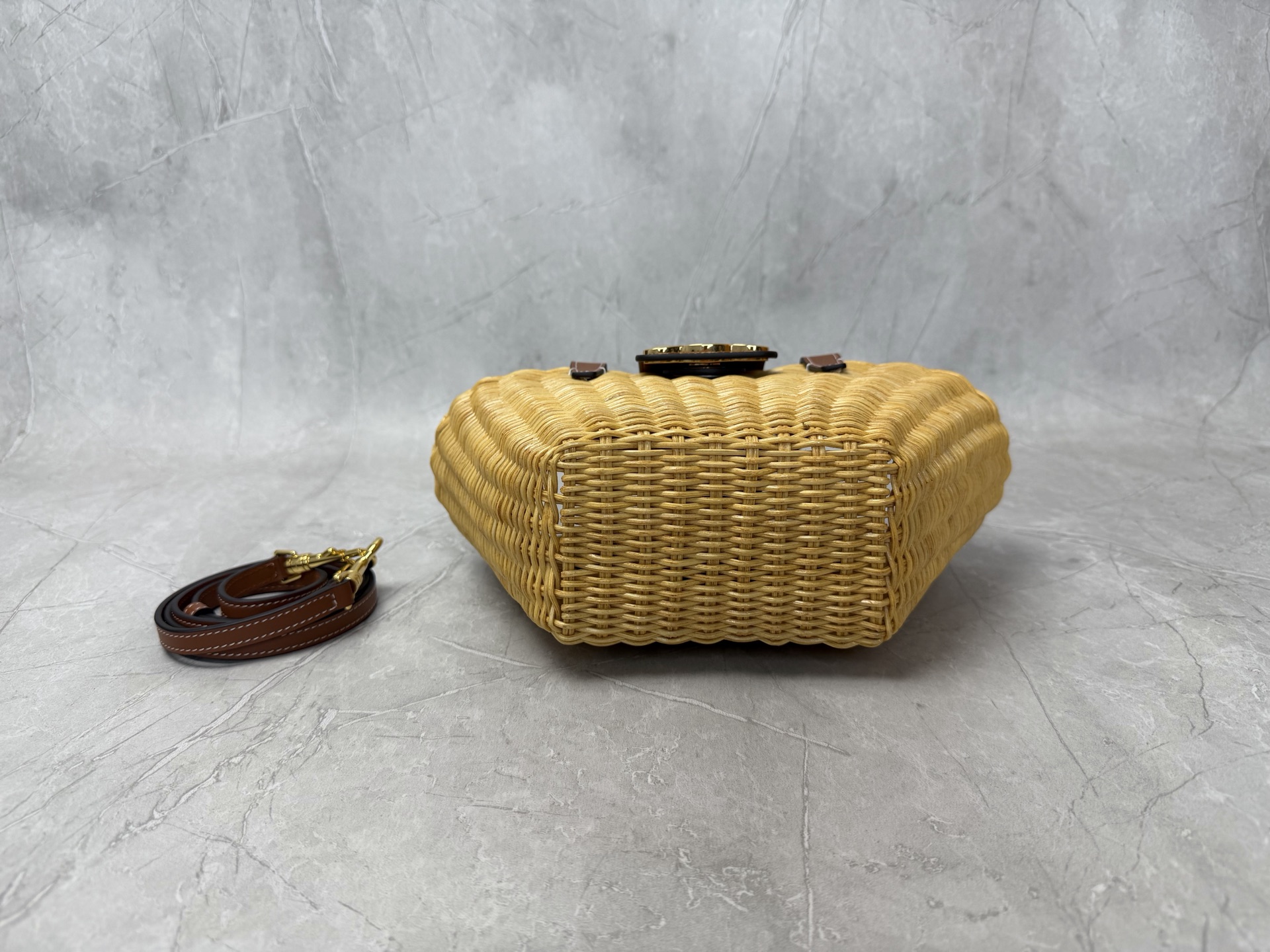 Celine Triomphe Wicker Basket Bag