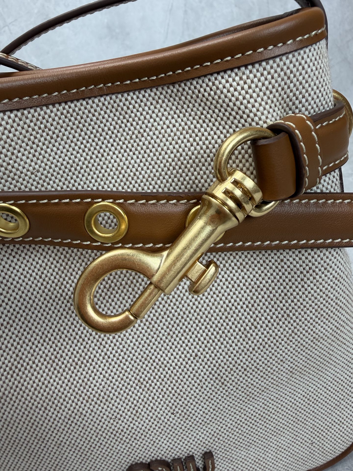 Miu Miu Canvas Mini Bucket Crossbody Bag