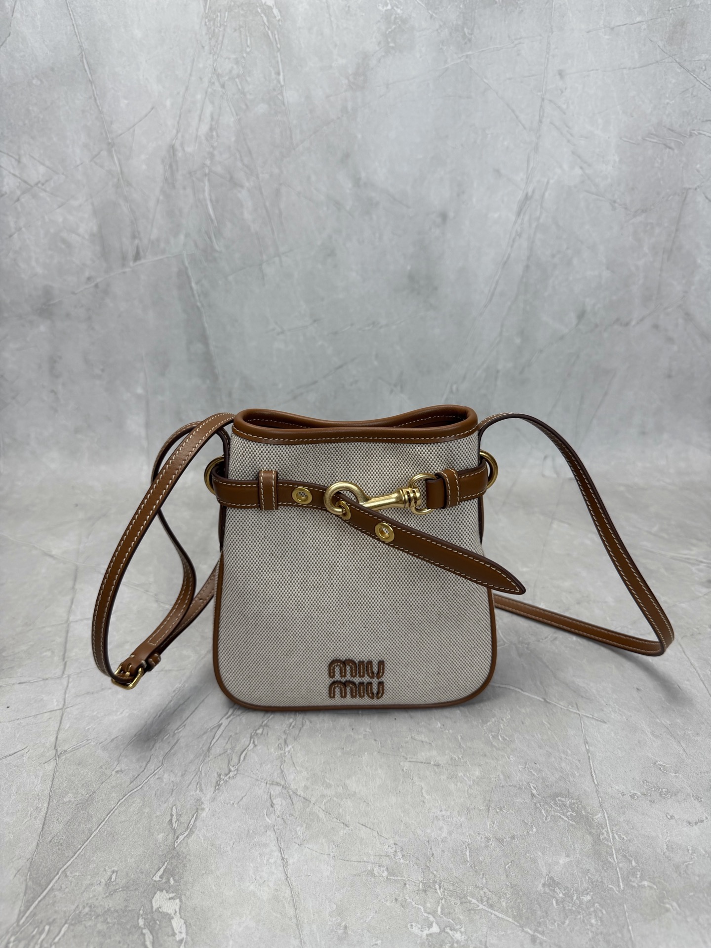 Miu Miu Canvas Mini Bucket Crossbody Bag