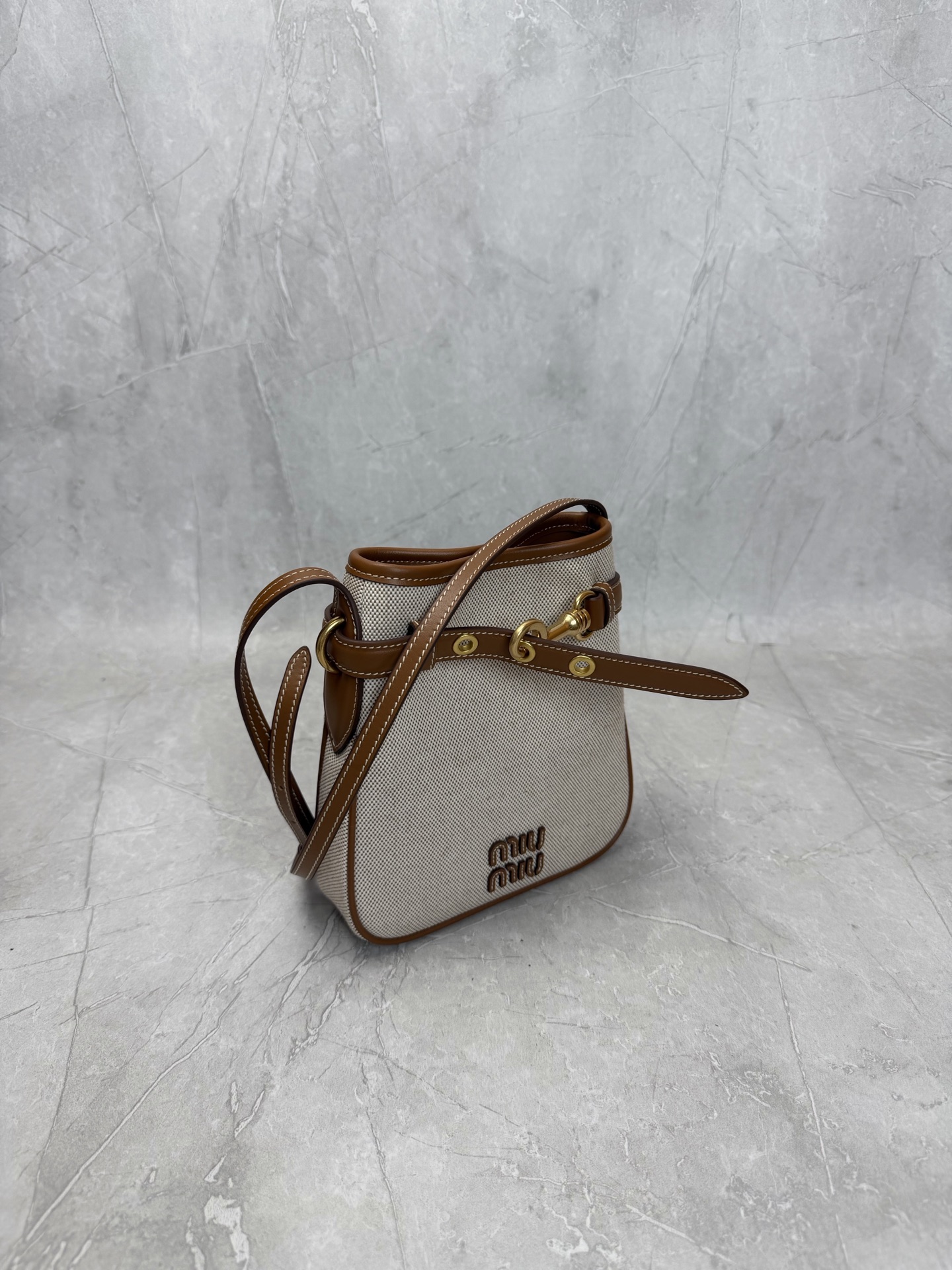 Miu Miu Canvas Mini Bucket Crossbody Bag