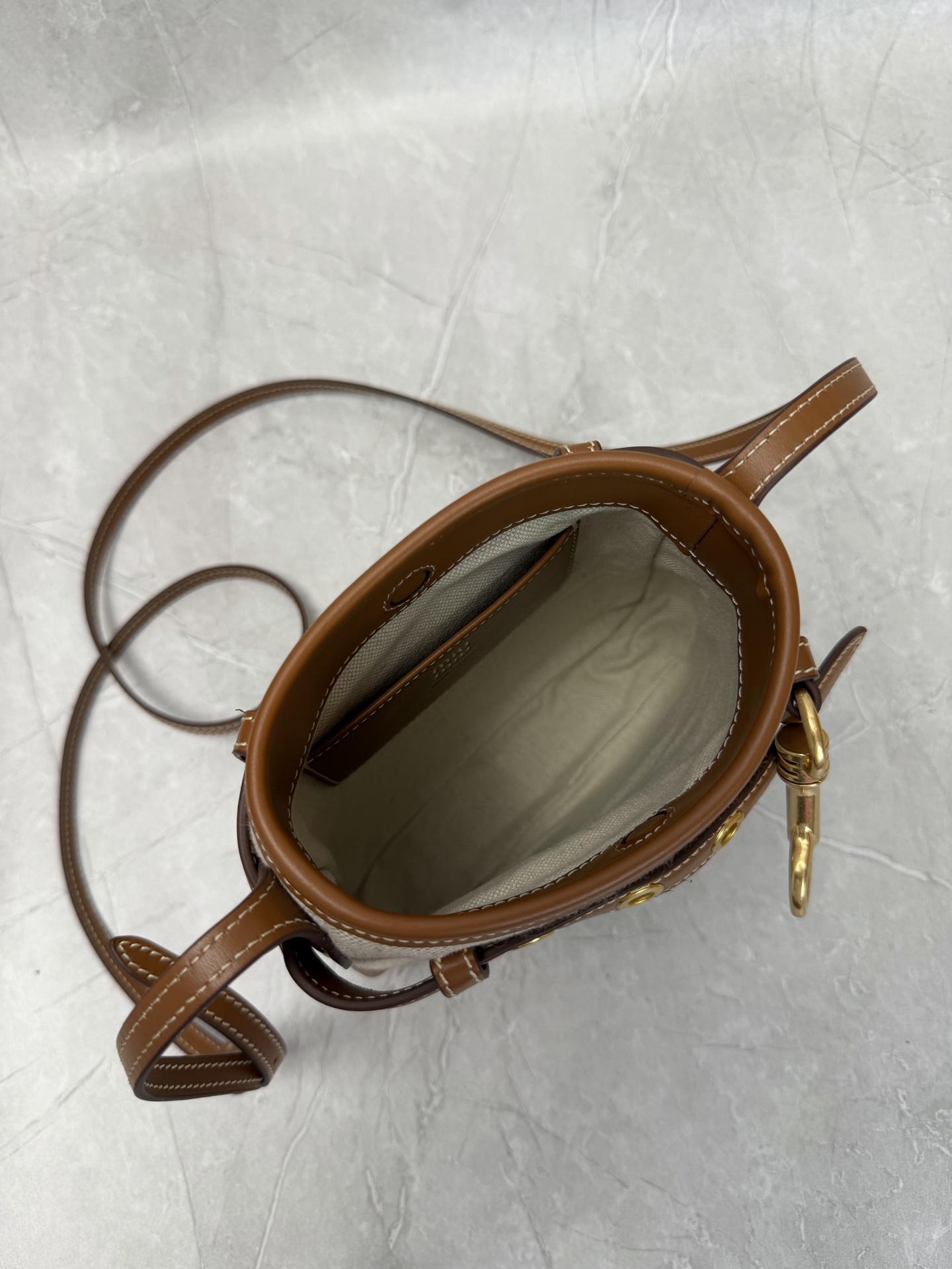 Miu Miu Canvas Mini Bucket Crossbody Bag