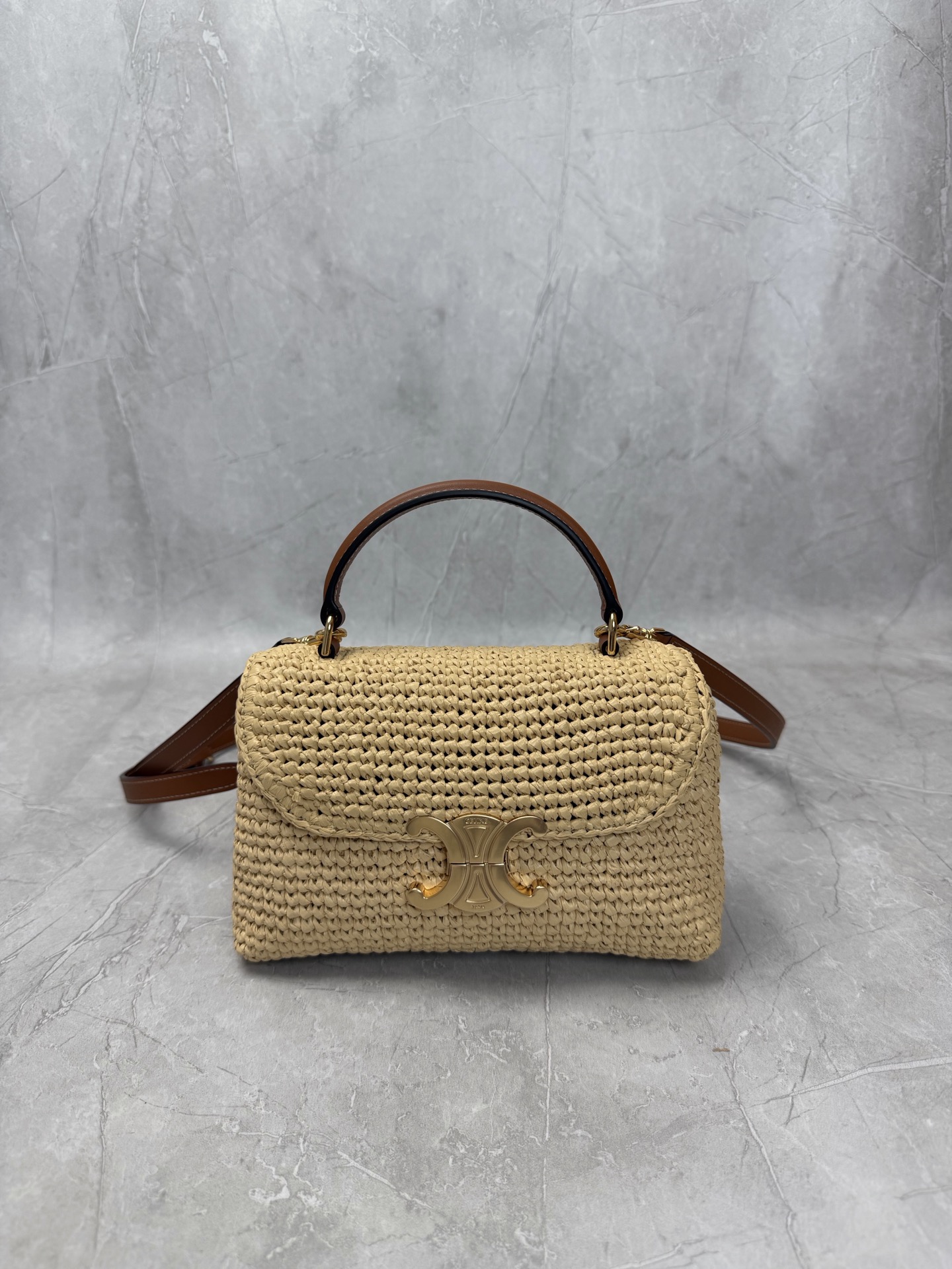 Celine Triomphe Raffia Shoulder Bag