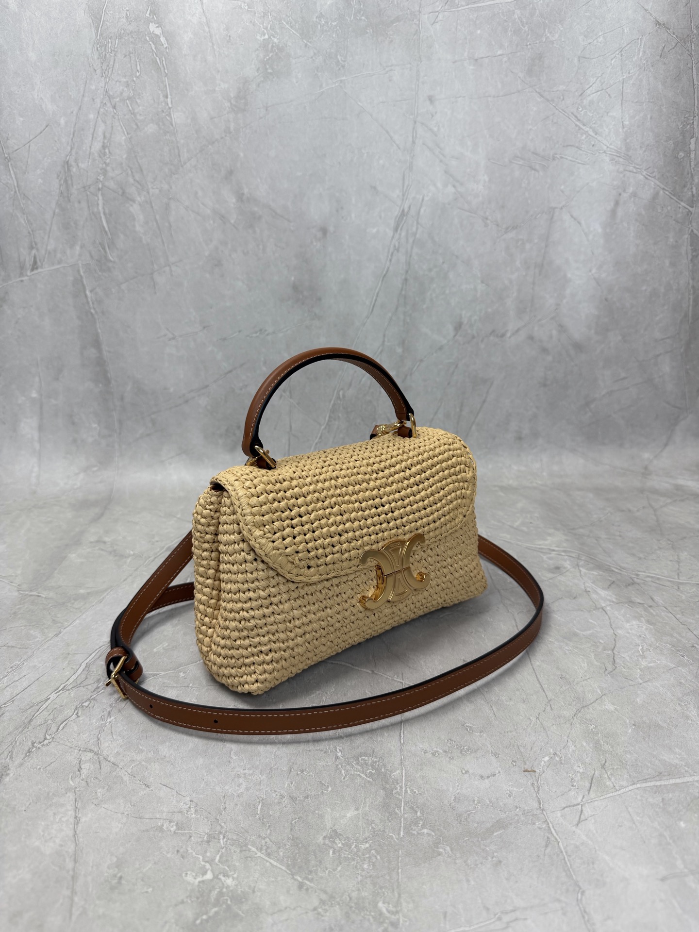 Celine Triomphe Raffia Shoulder Bag