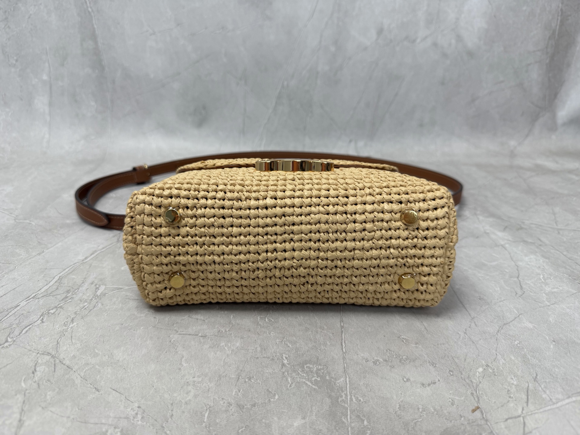 Celine Triomphe Raffia Shoulder Bag