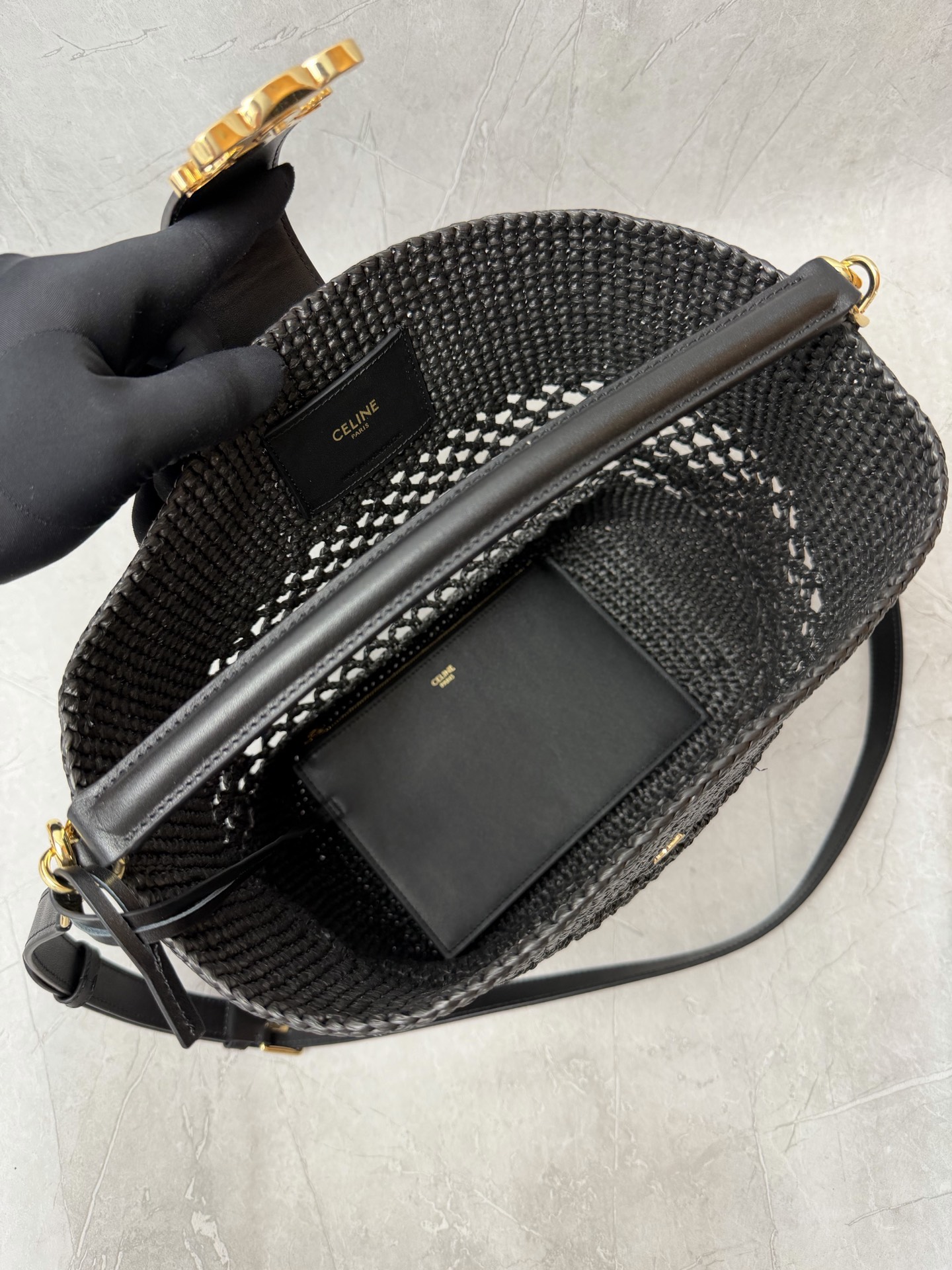 Celine Triomphe Raffia Bucket Bag