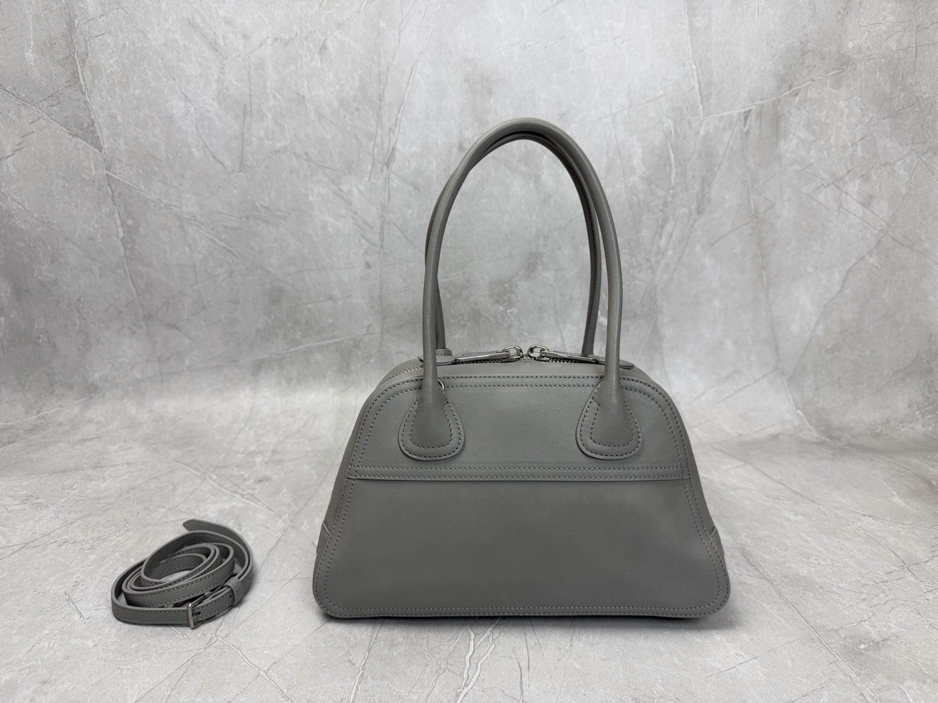Miu Miu Grey Leather Boston Bag