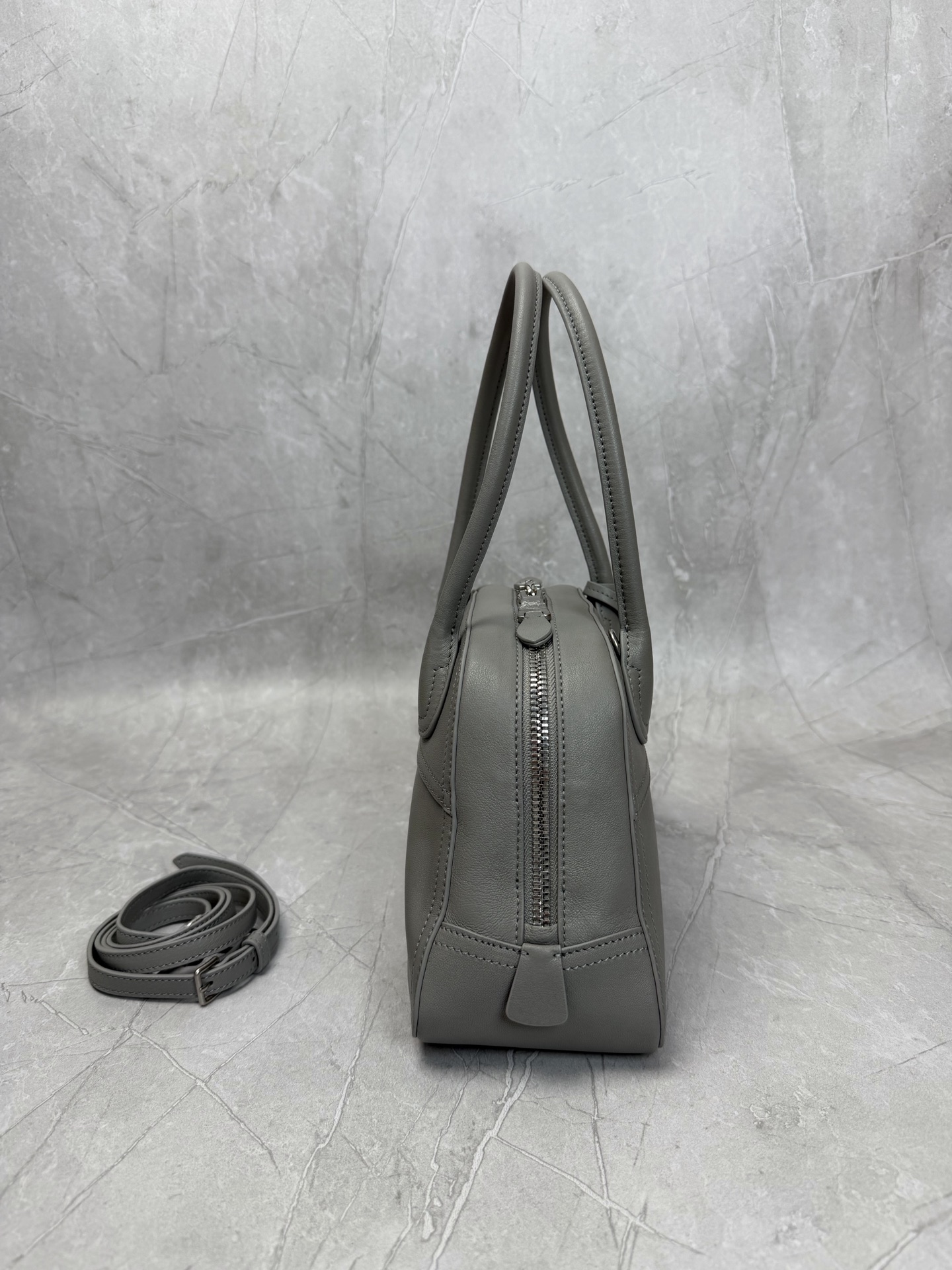 Miu Miu Grey Leather Boston Bag