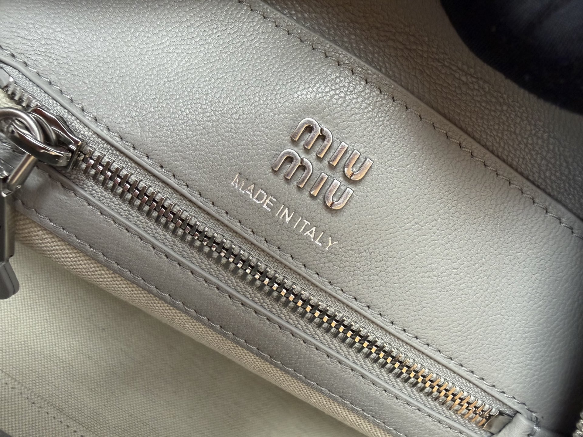 Miu Miu Grey Leather Boston Bag