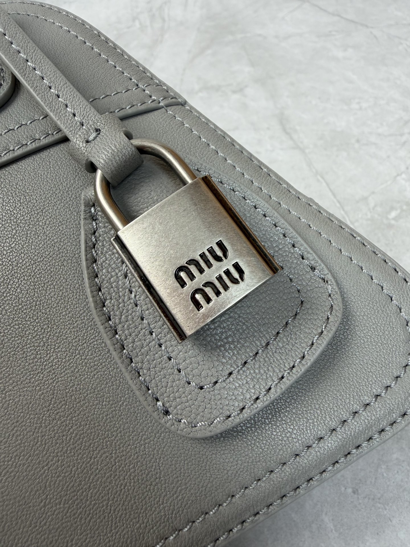 Miu Miu Grey Leather Boston Bag