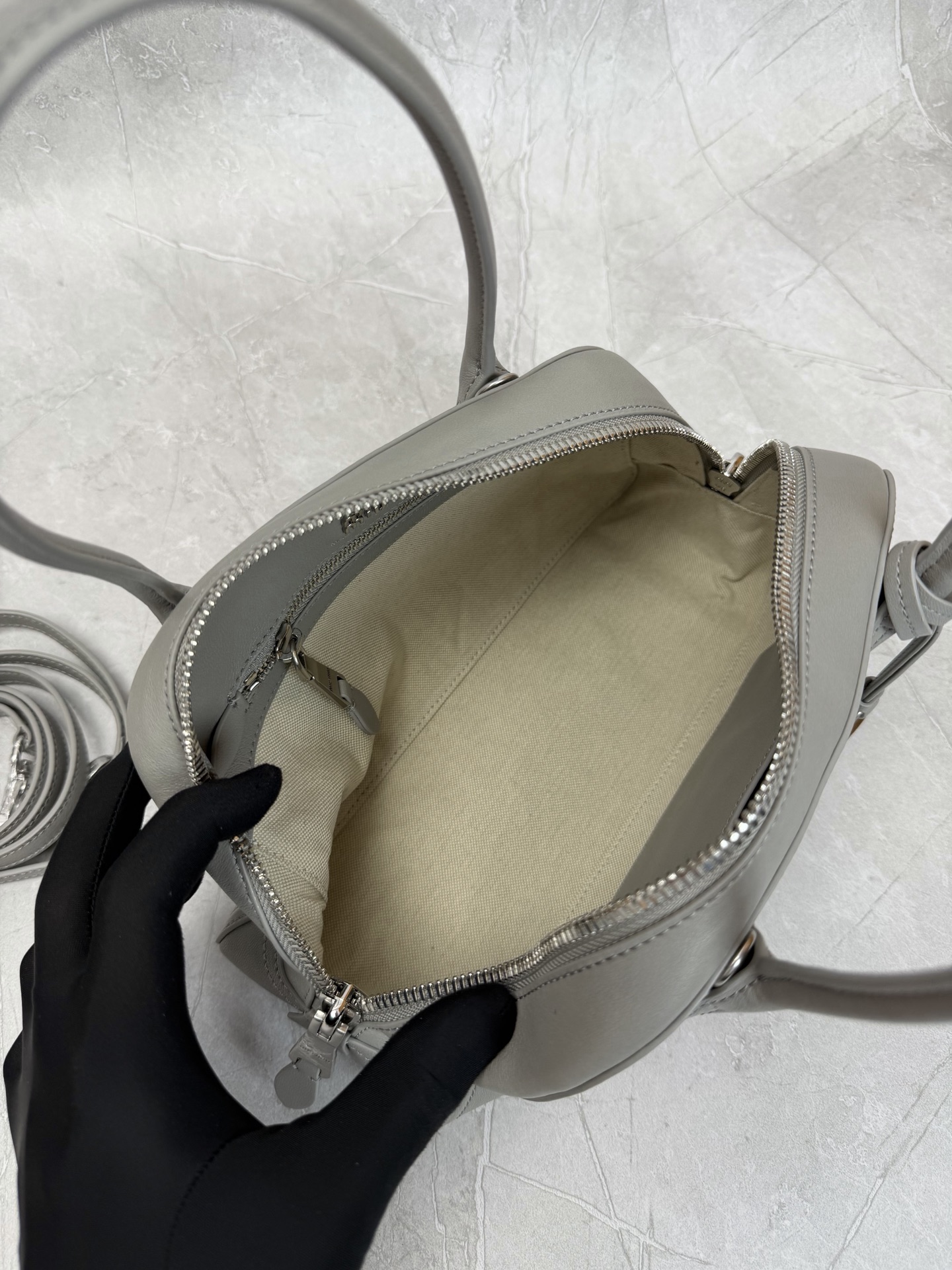 Miu Miu Grey Leather Boston Bag
