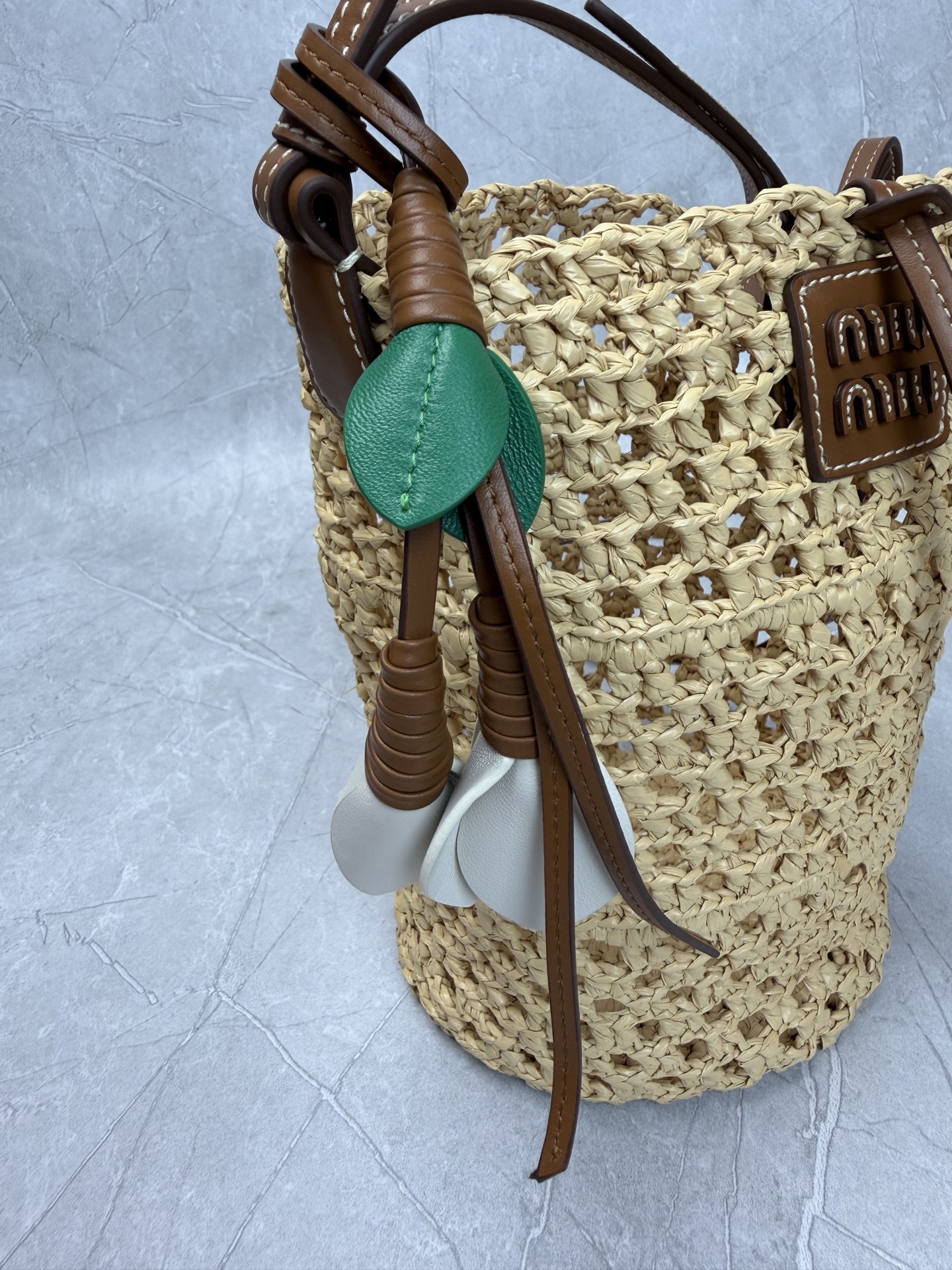 Miu Miu Woven Straw Bucket Bag