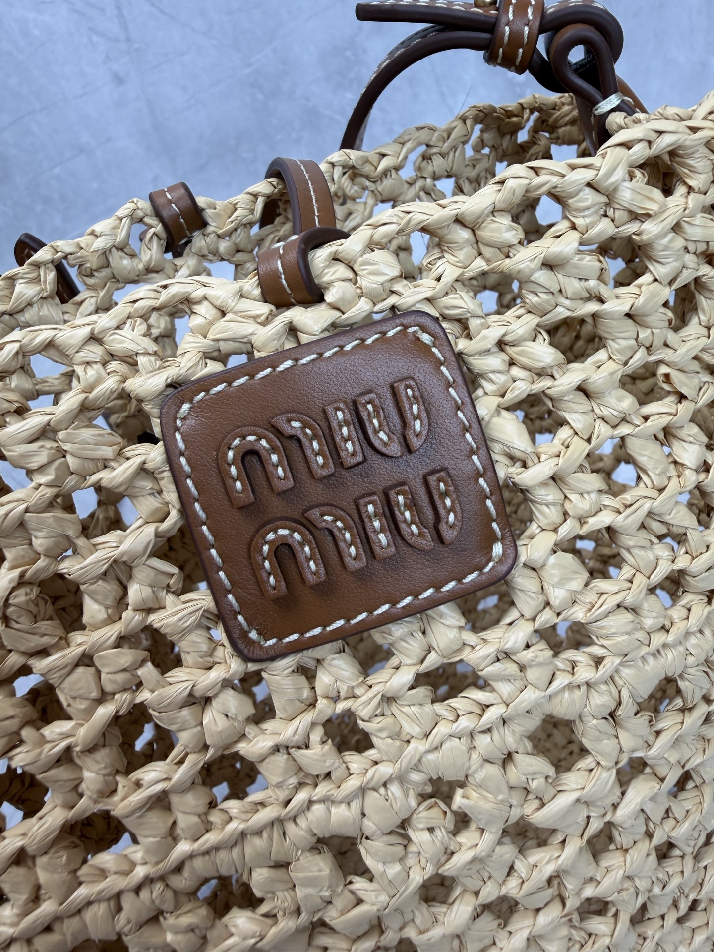 Miu Miu Woven Straw Bucket Bag