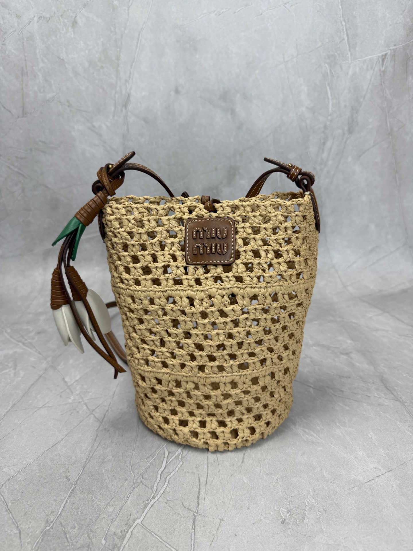 Miu Miu Woven Straw Bucket Bag