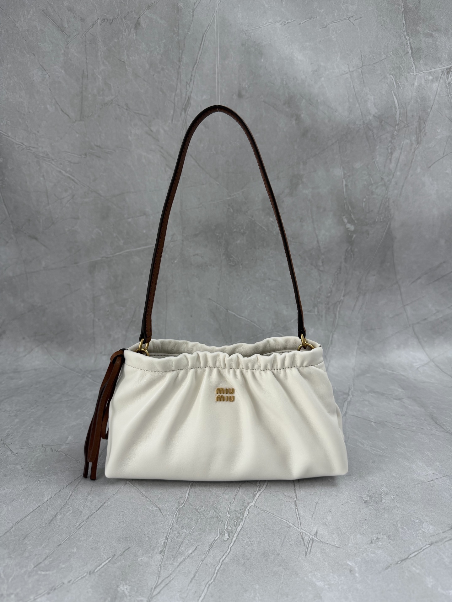 Miu Miu White Gathered Shoulder Bag