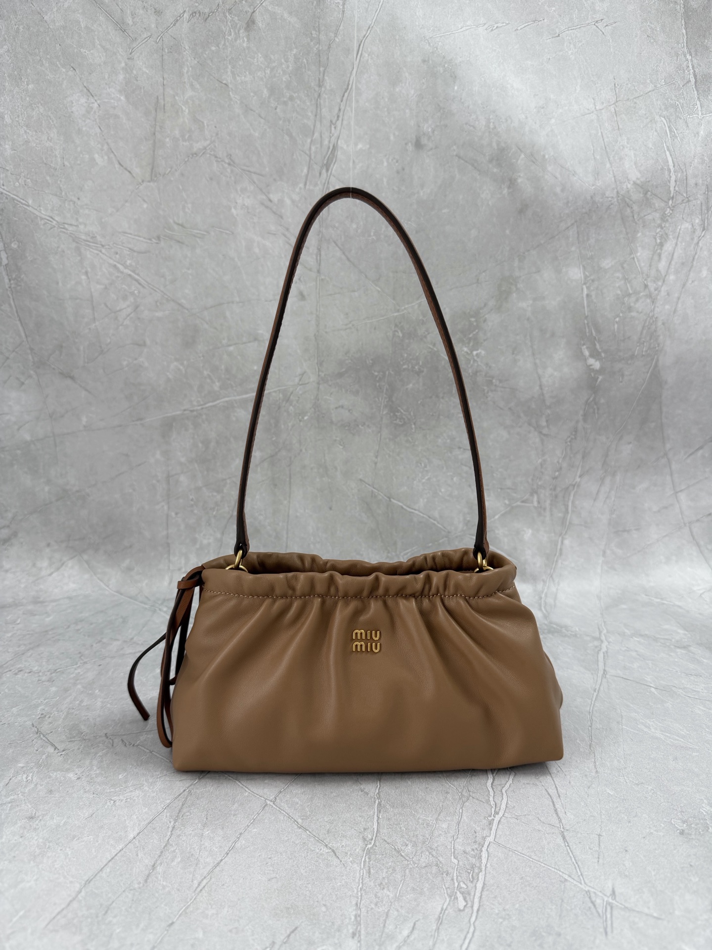 Miu Miu Brown Gathered Shoulder Bag