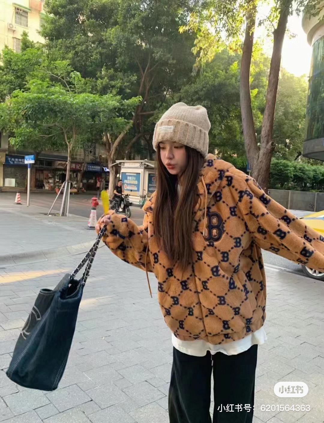 MLB Diamond Monogram Fleece Jacket, Unisex Oversized Hooded Coat