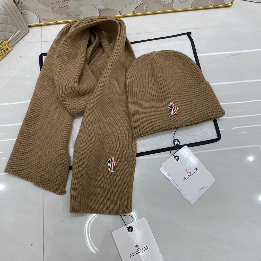 P120🎀Moncler蒙口两件套：羊绒针织帽➕围巾