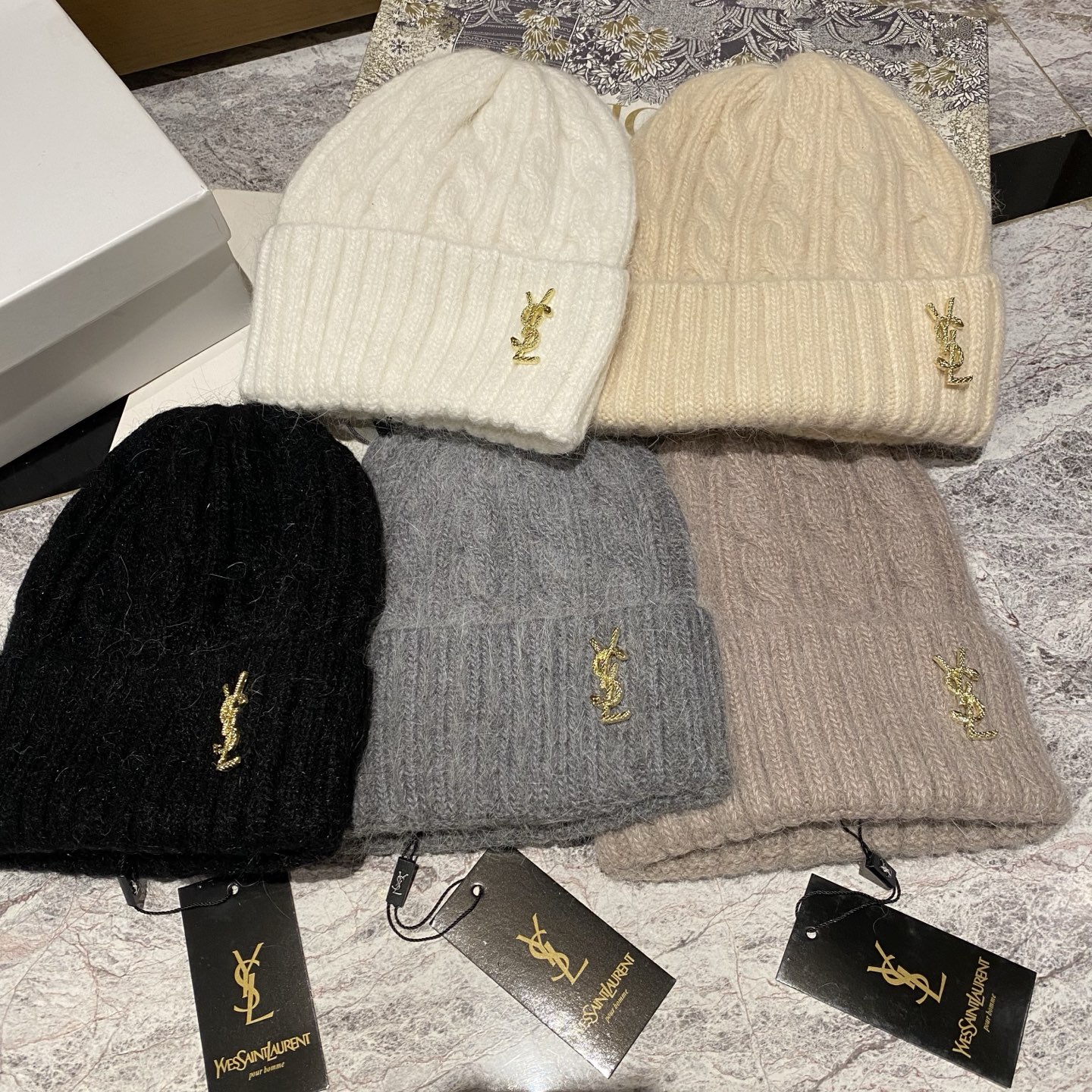 P60🎀YSL圣罗兰 兔毛针织帽