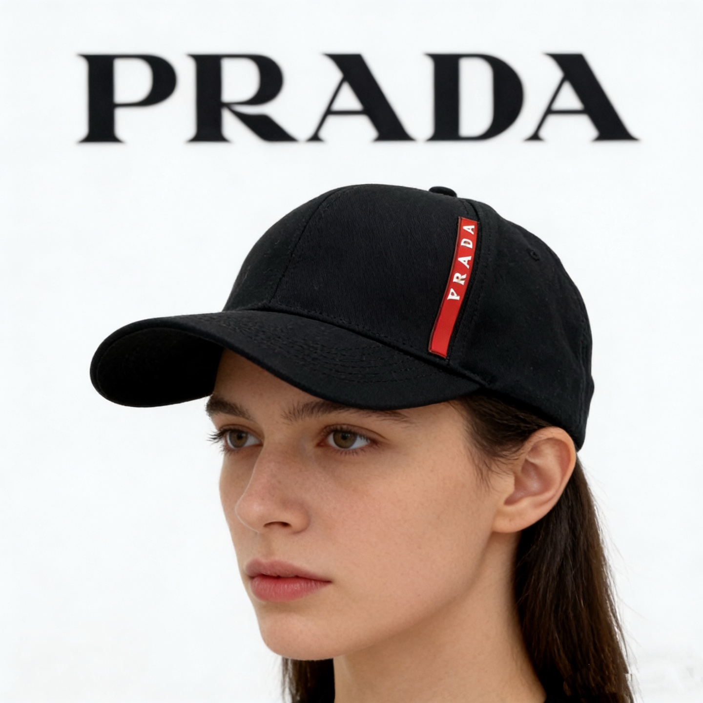 🎀PRADA棒球帽，侧边的红条织带是标志性设计，自带复古又高级